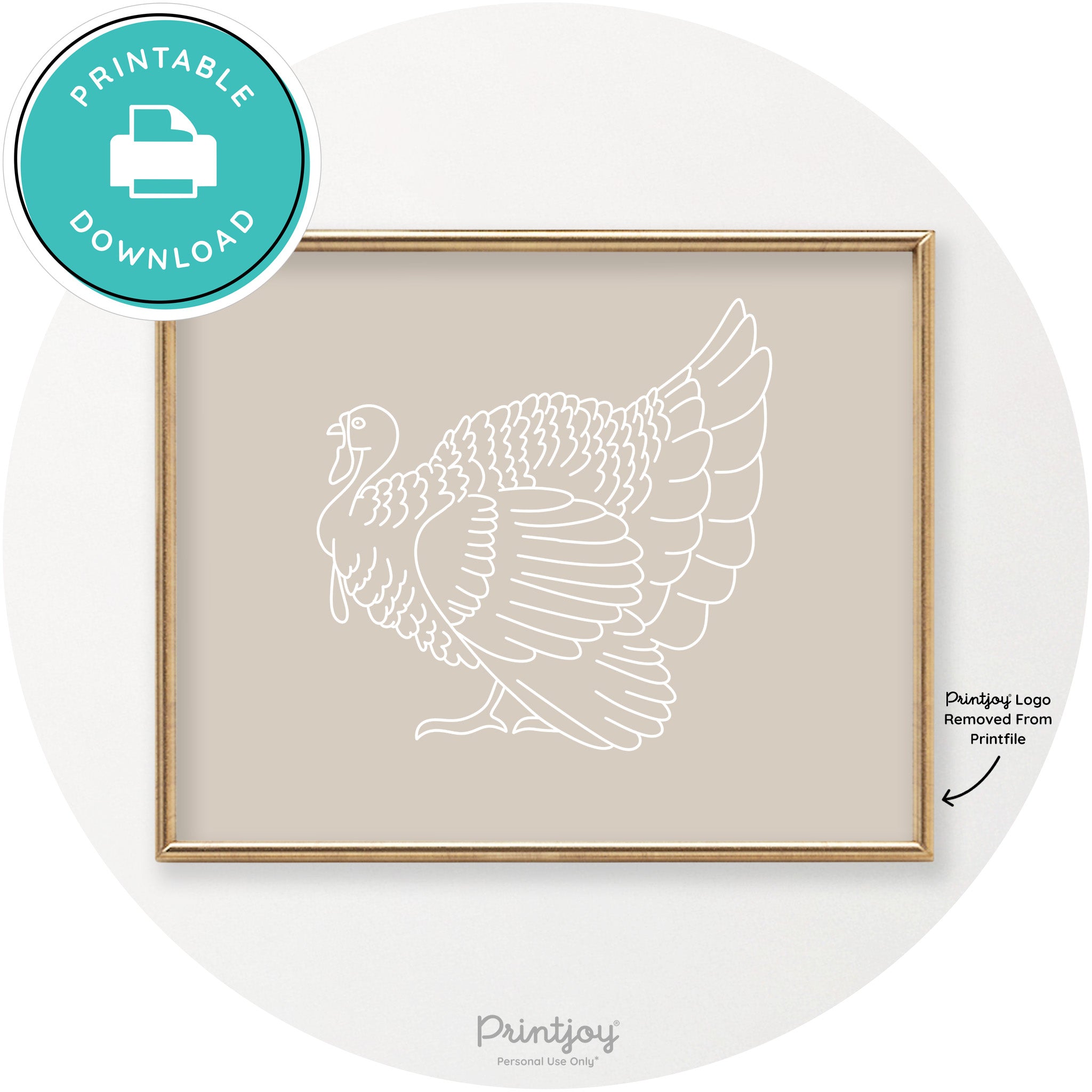 Turkey Line Art Thanksgiving Cute Modern Chic Wall Art Free Printable - Printjoy