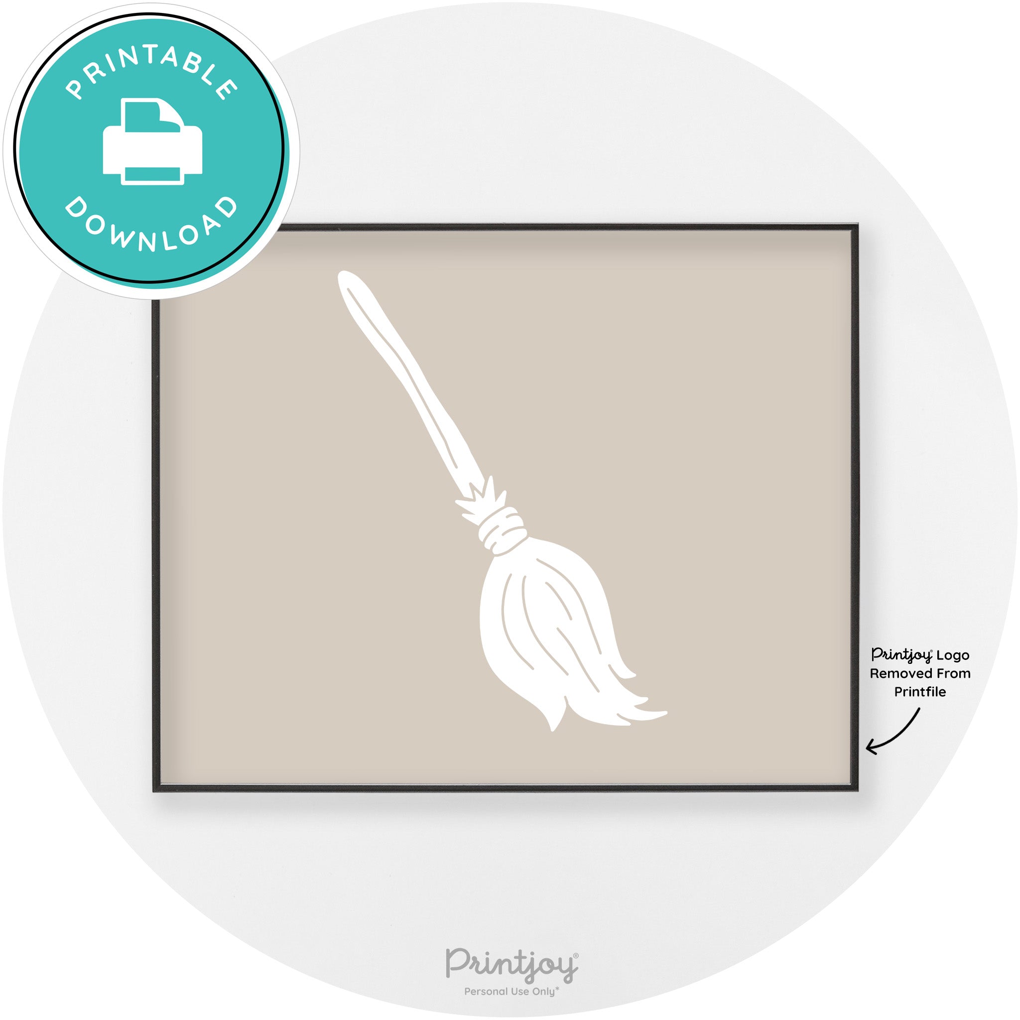Witches Broom Halloween Cute Modern Chic Wall Art Free Printable - Printjoy