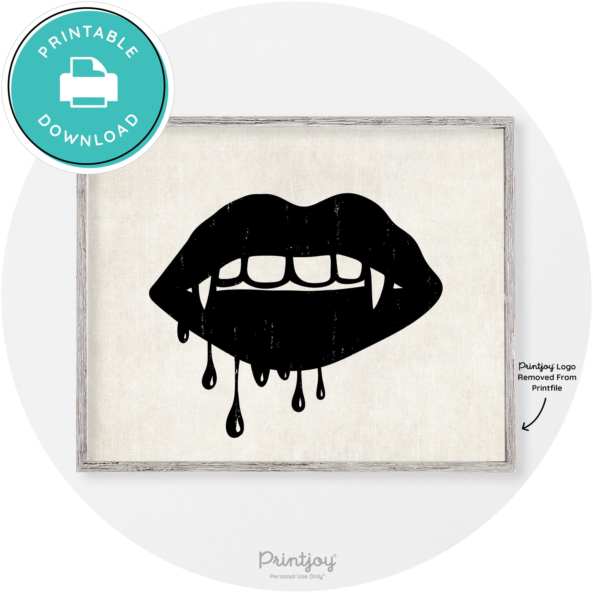Dracula Fangs Teeth Modern Vintage Halloween Wall Art Free Printable - Printjoy