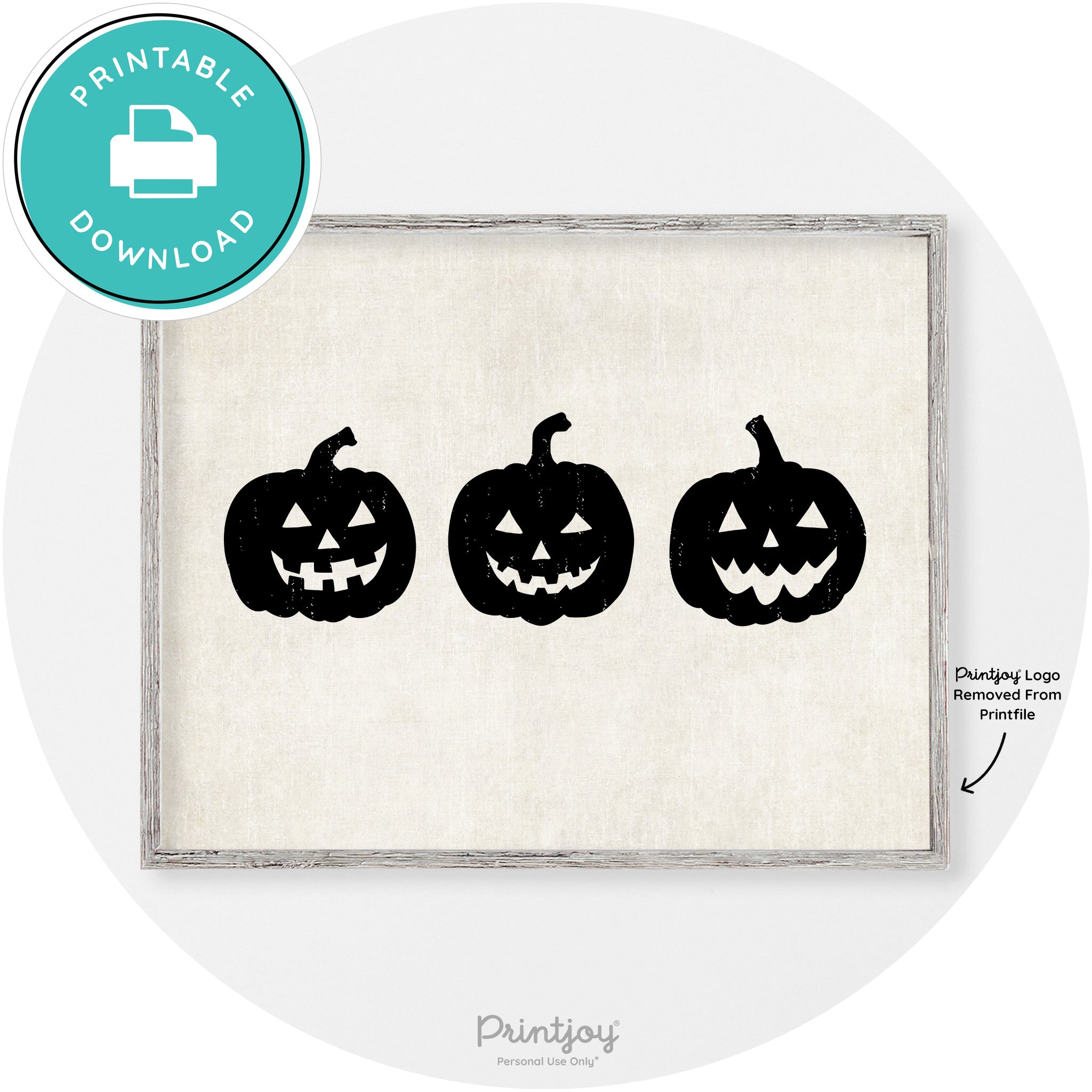 Halloween Jack O Lantern Pumpkins Vintage Wall Art Free Printable - Printjoy