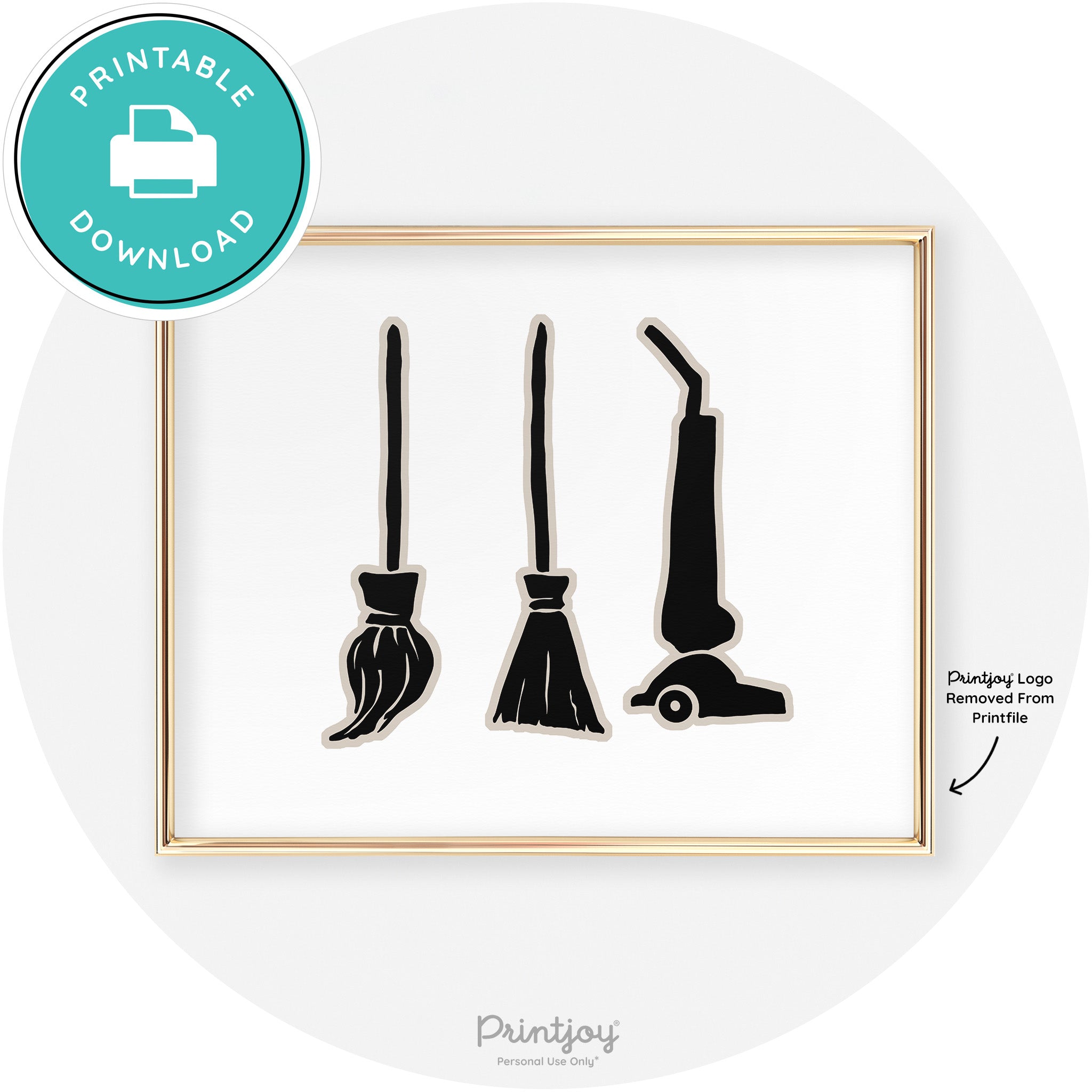 Witch Brooms Fun Cute Chic Halloween Wall Art Decor Free Printable - Printjoy