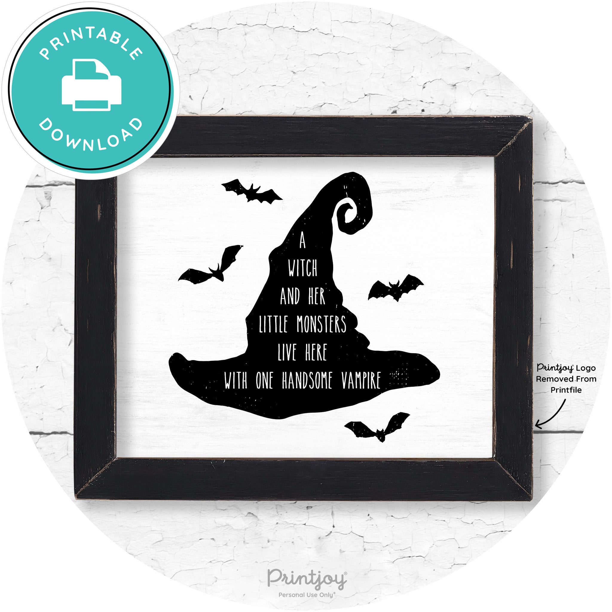 Fun Halloween Family Farmhouse Witch Hat Wall Art Free Printable - Printjoy