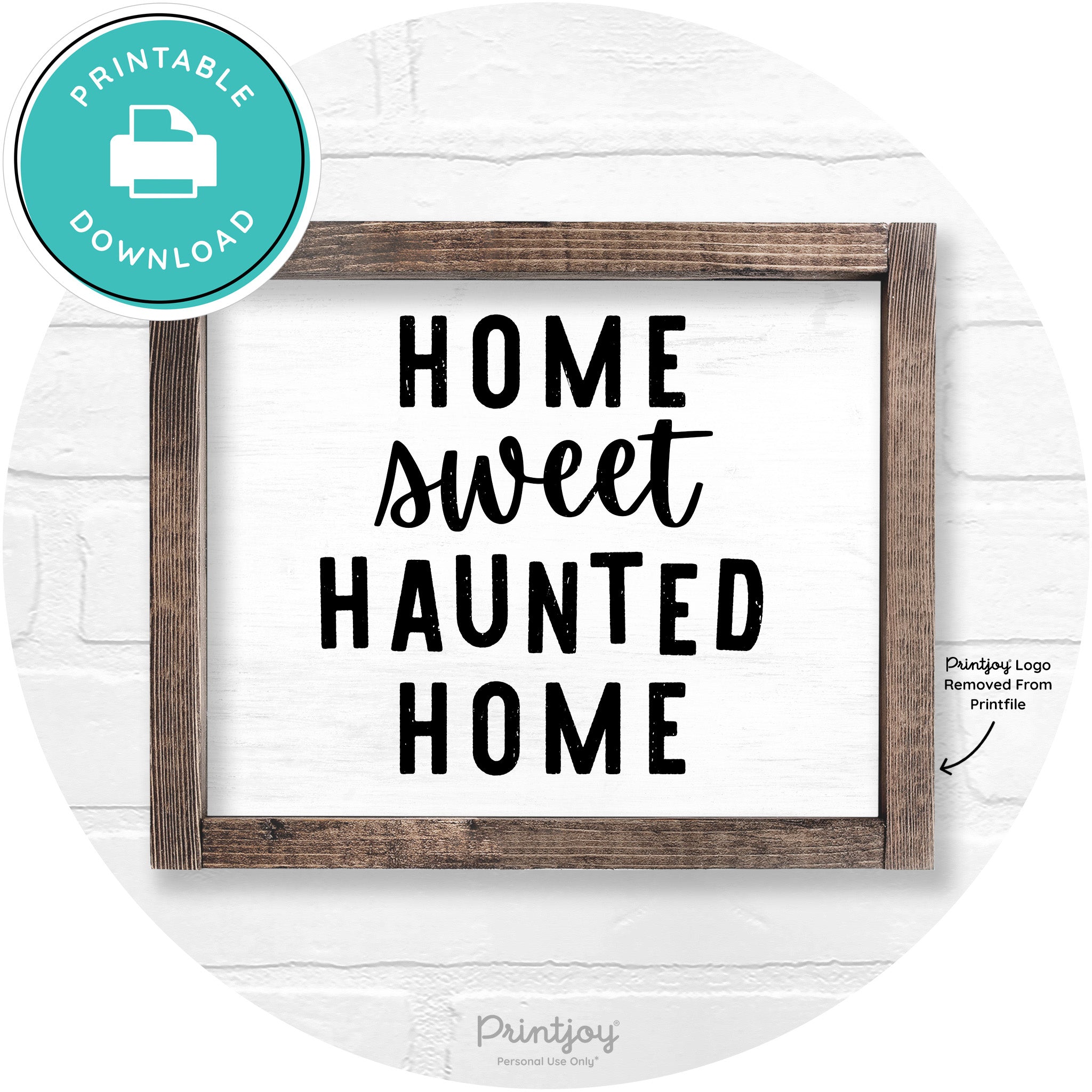 Home Sweet Haunted Home Rustic Halloween Wall Art Free Printable - Printjoy