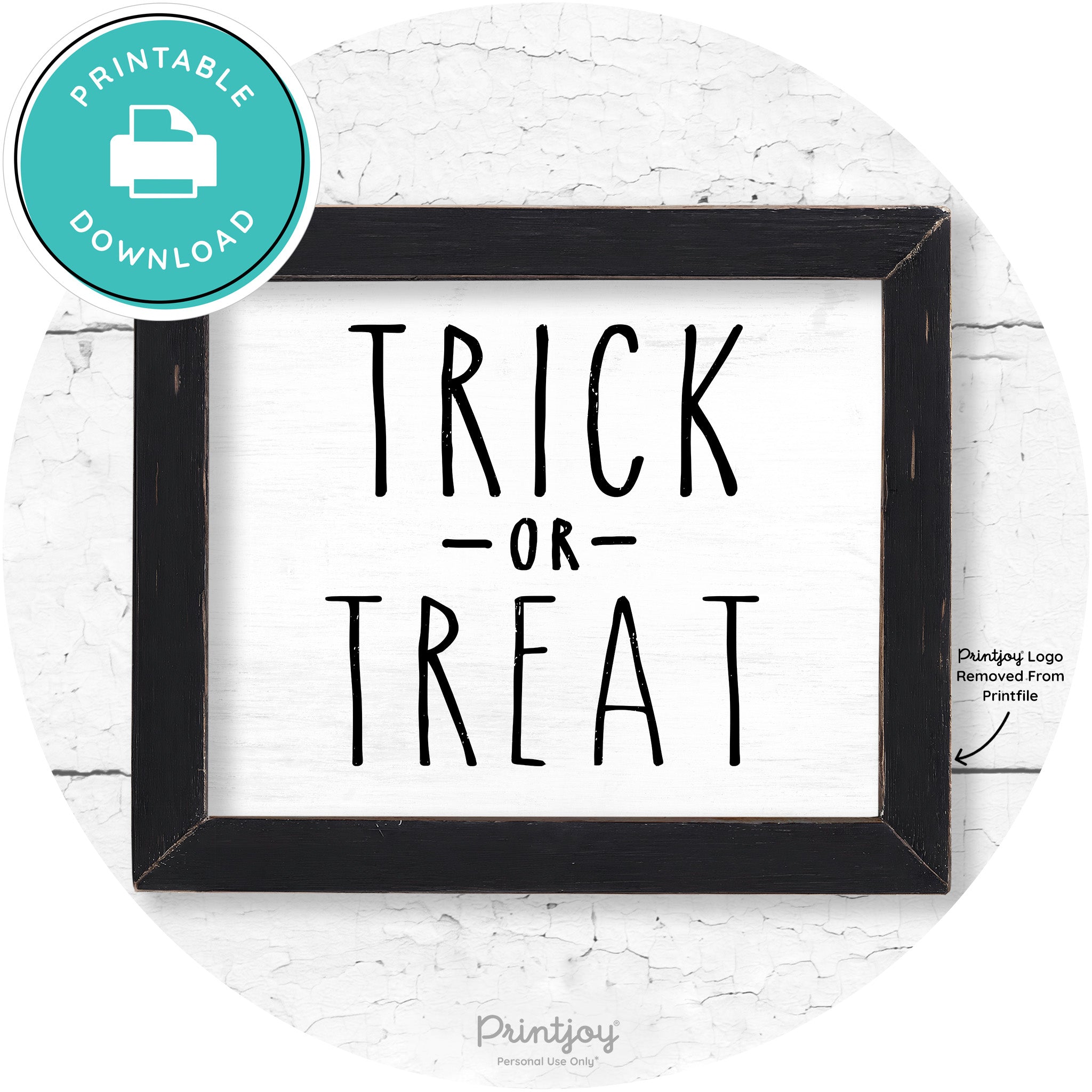 Trick Or Treat Lettering Farmhouse Halloween Wall Art Free Printable - Printjoy