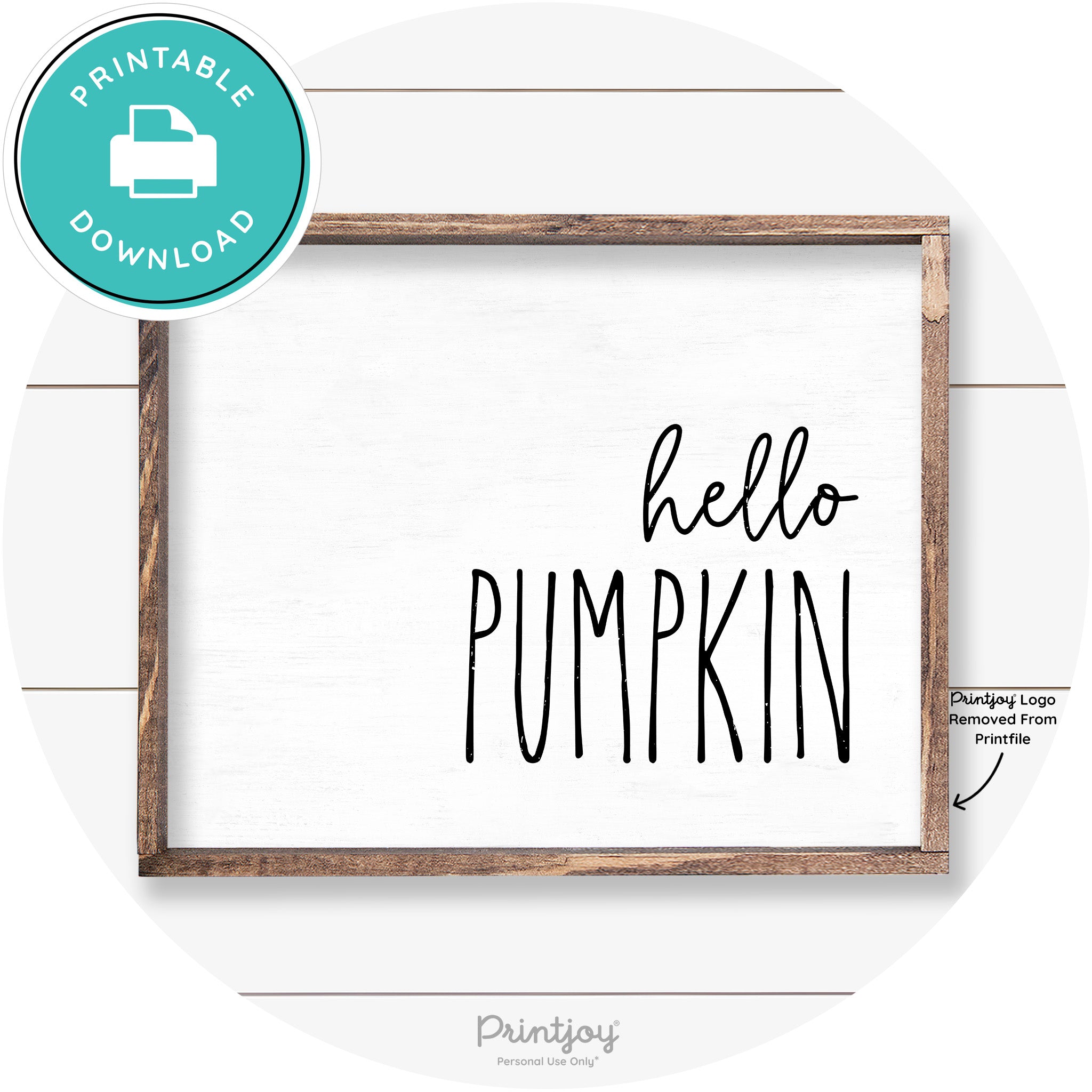 Hello Pumpkin Cute Fun Simple Farmhouse Wall Art Free Printable - Printjoy