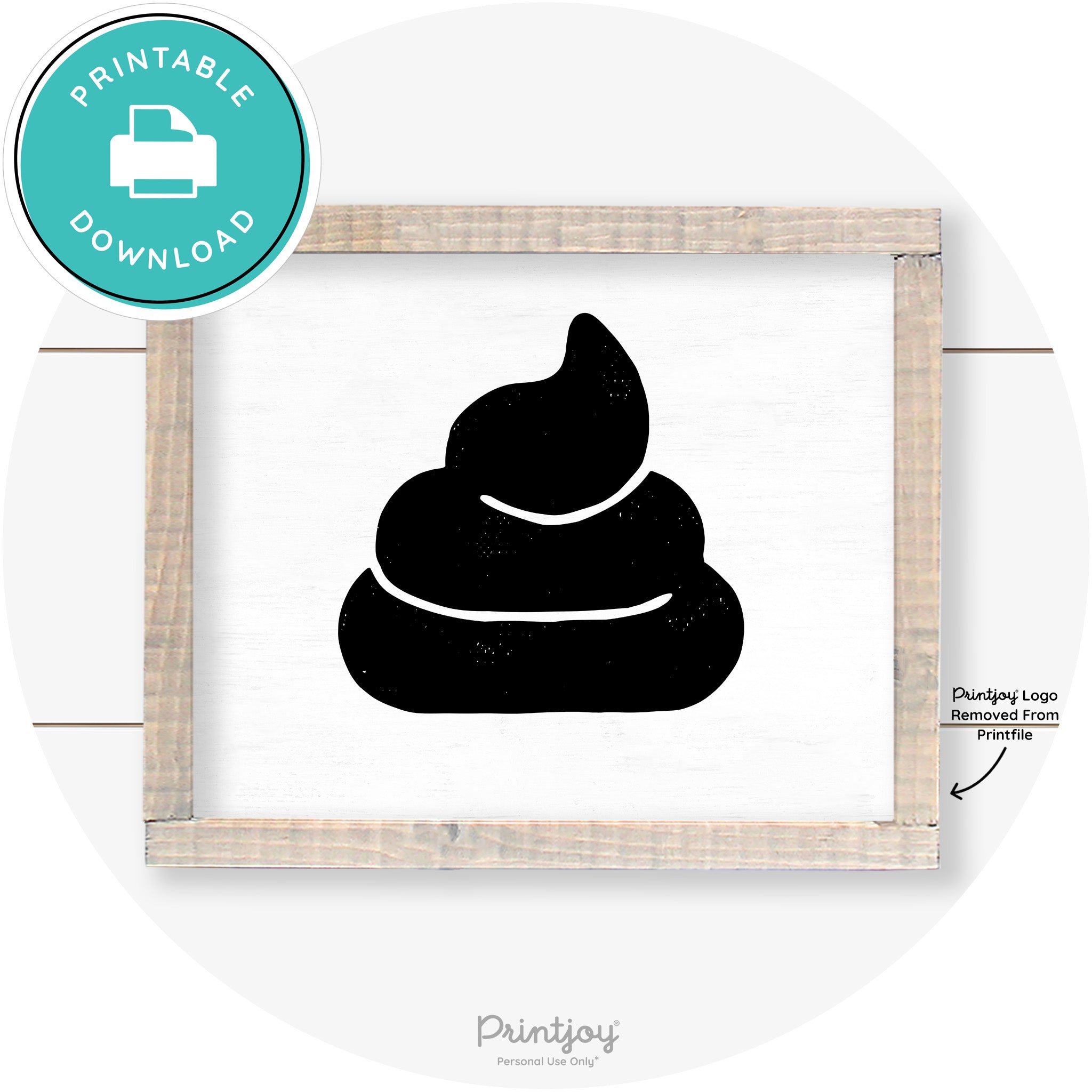 Poop Emoji Silhouette Funny Bathroom Sign Wall Art Free Printable - Printjoy