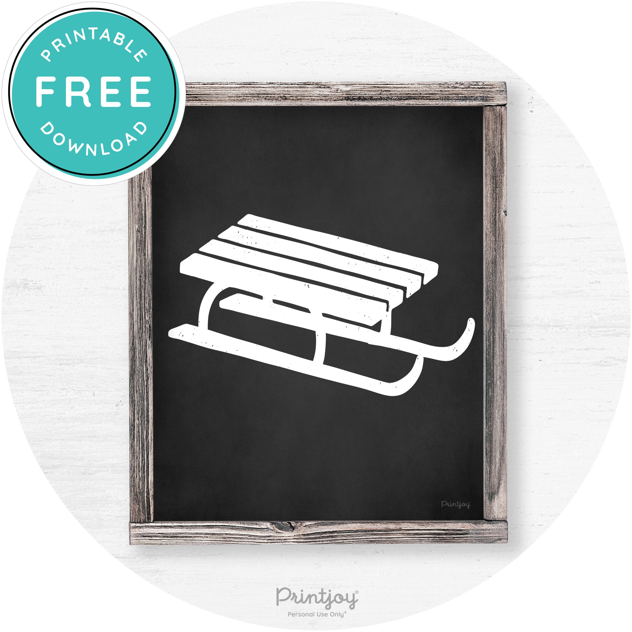 Winter Old Fashioned Sled Rustic Farmhouse Wall Art Free Printable - Printjoy