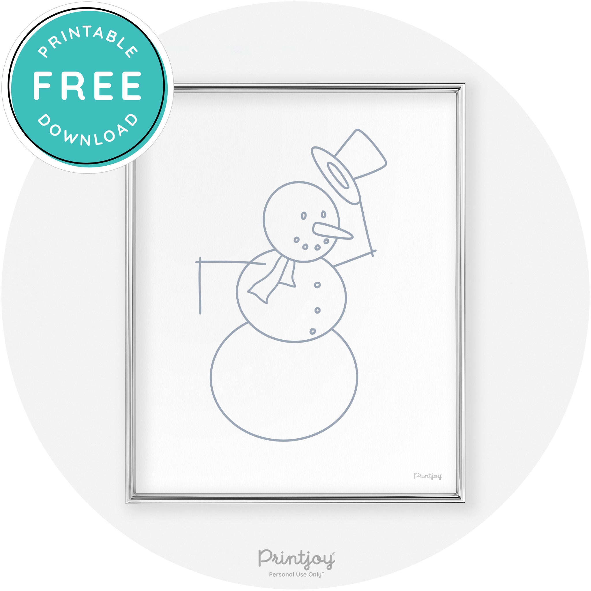 Snowman Line Art Cute Winter Modern Chic Wall Art Free Printable - Printjoy