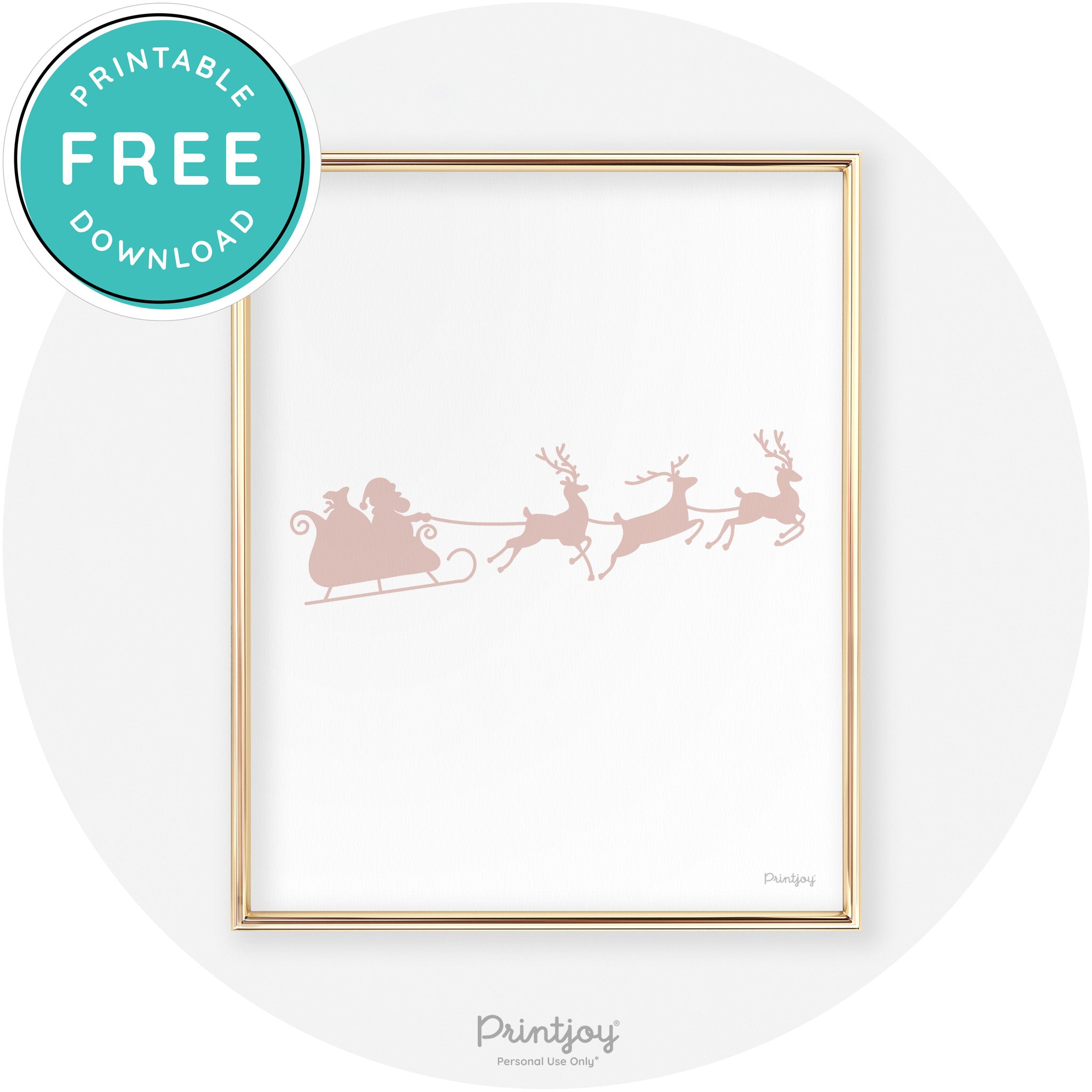 Santa Sleigh Reindeer Silhouette Cute Chic Wall Art Free Printable - Printjoy
