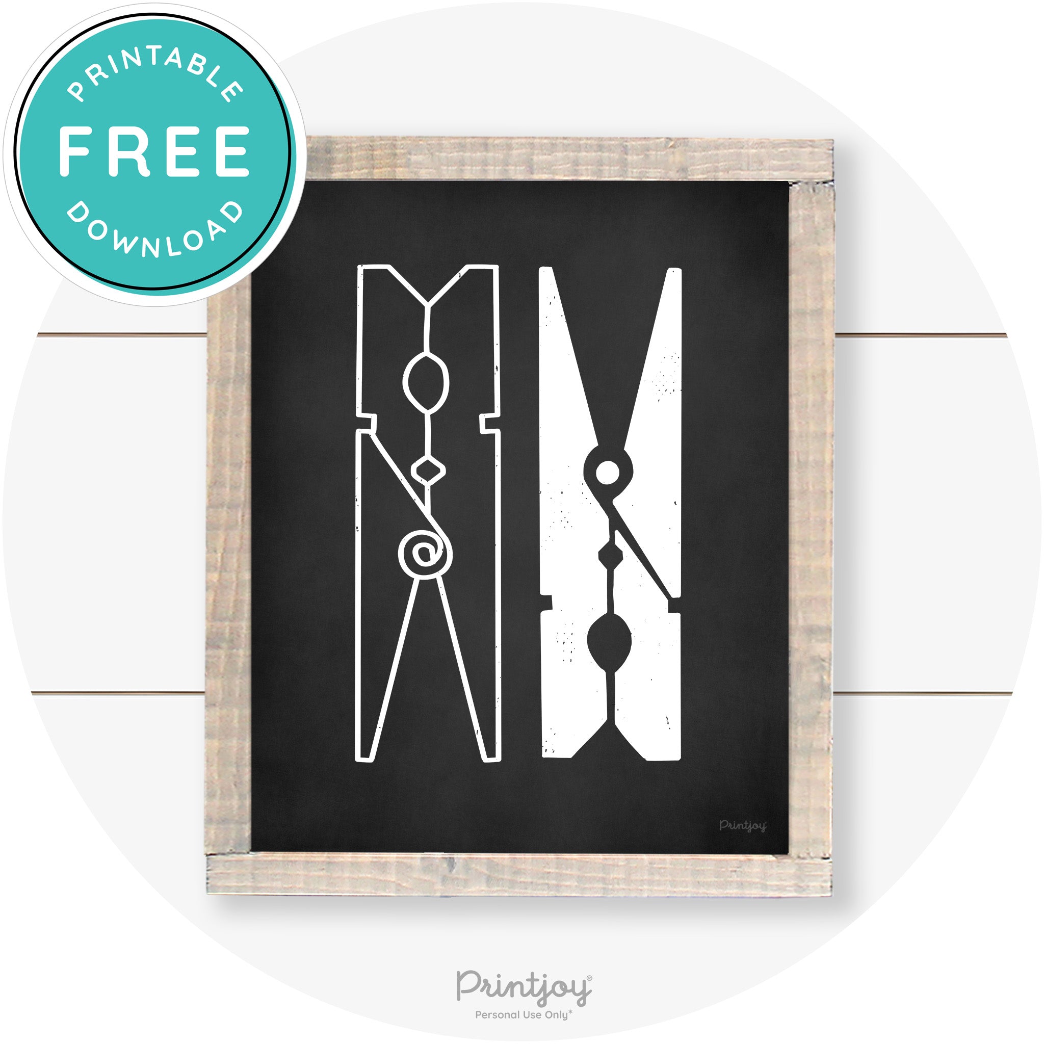 Clothespins Cute Laundry Room Farmhouse Wall Art Free Printable - Printjoy