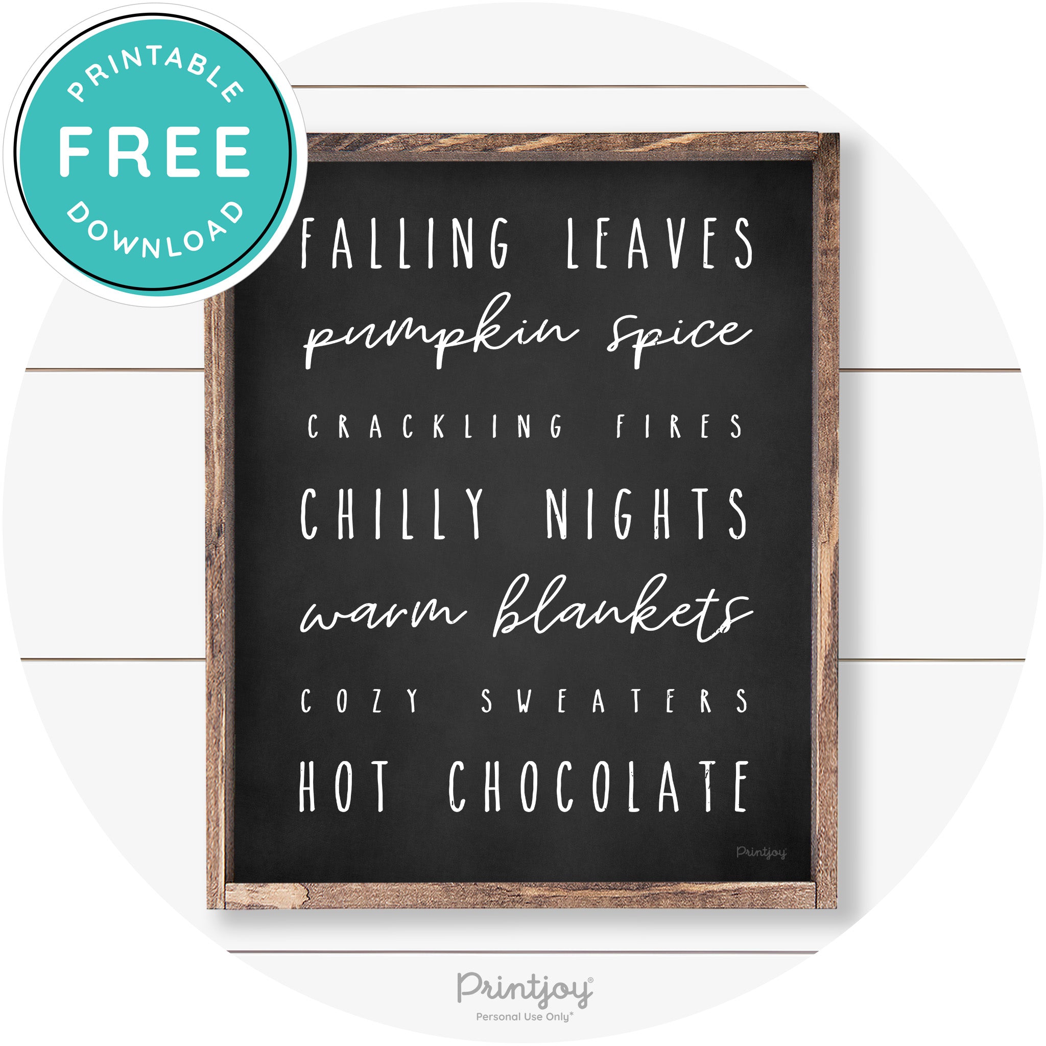 Fall Favorite Things Cute Farmhouse Autumn Wall Art Free Printable - Printjoy