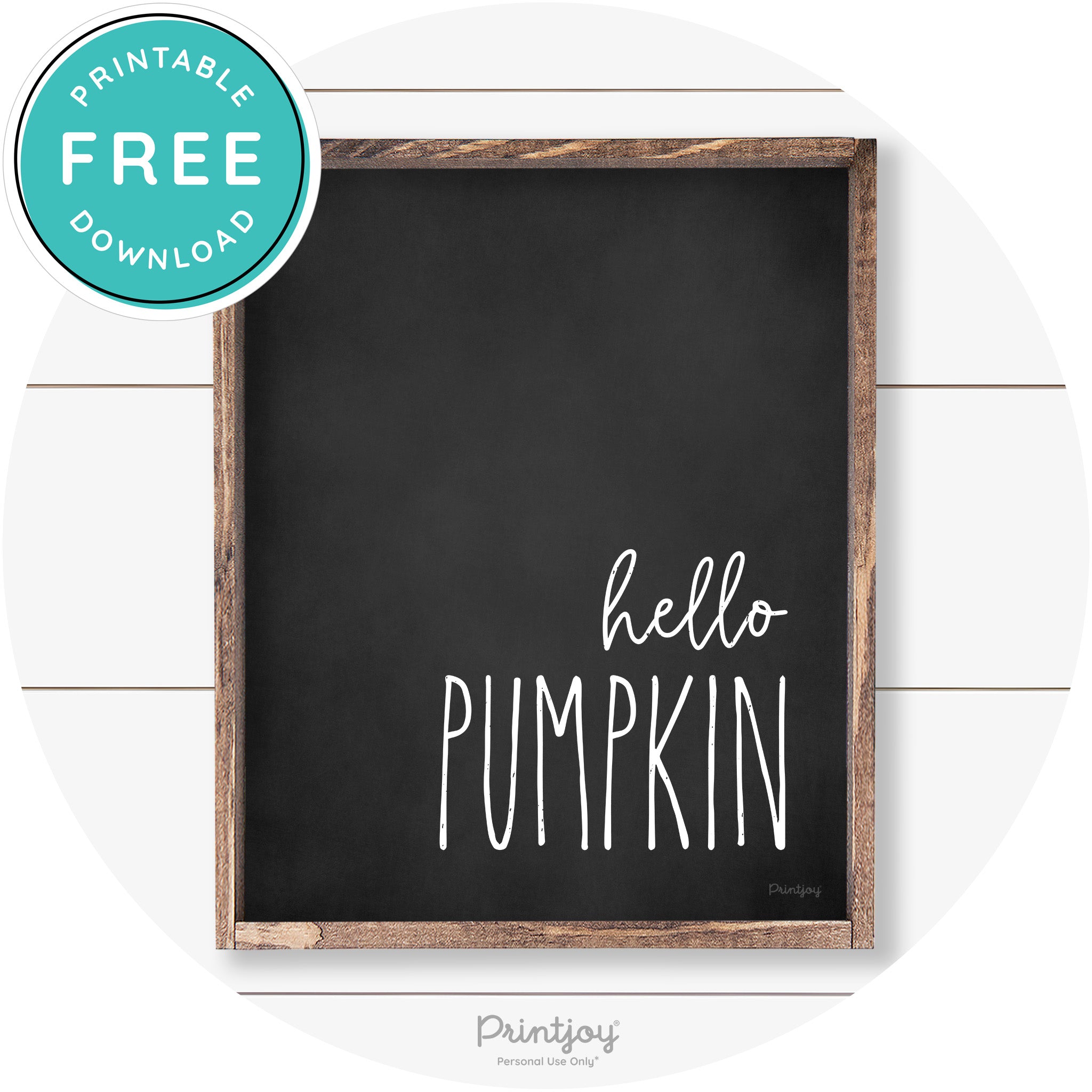 Hello Pumpkin Cute Fun Simple Farmhouse Wall Art Free Printable - Printjoy