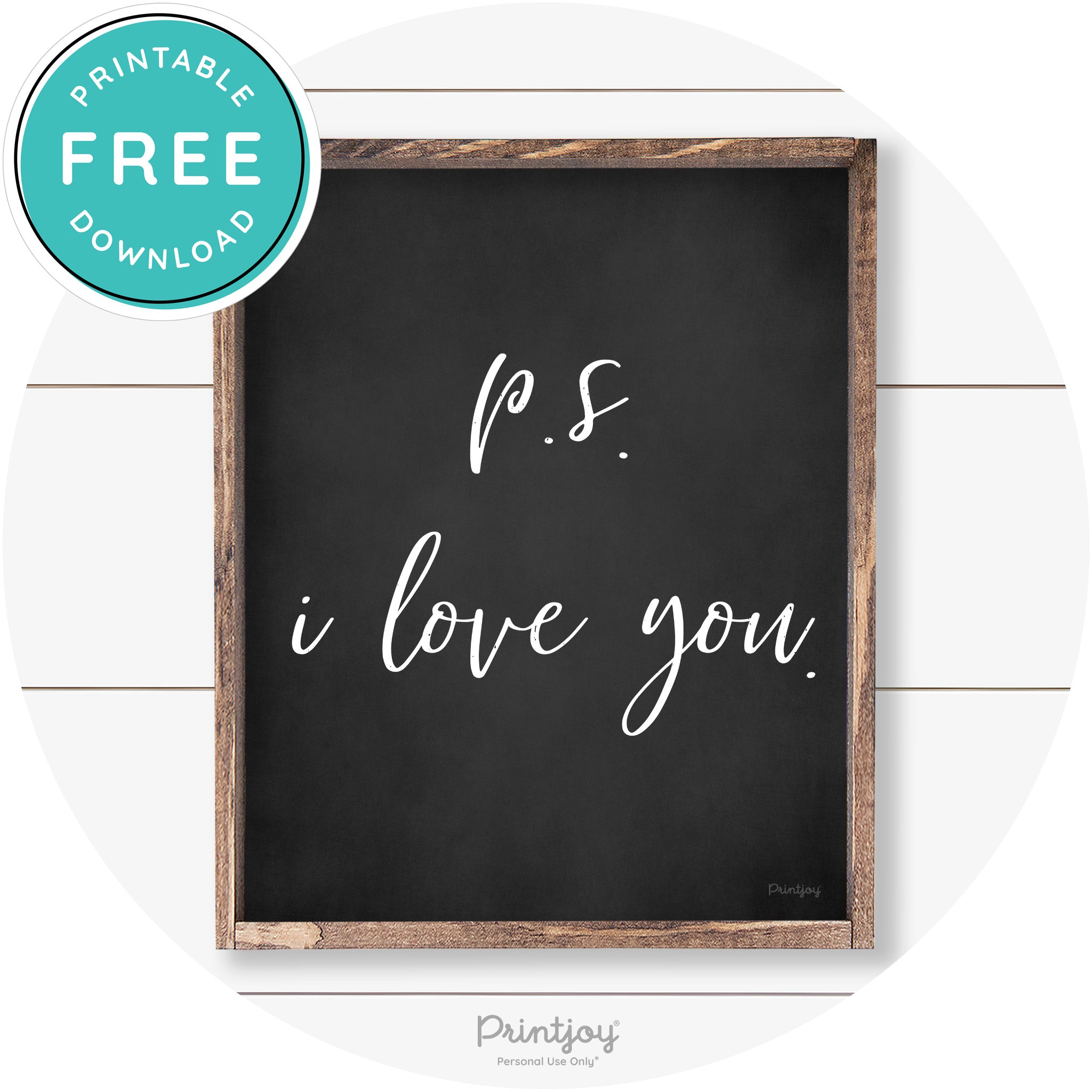 P.S. I Love You Cute Couples Farmhouse Wall Art Decor Free Printable - Printjoy