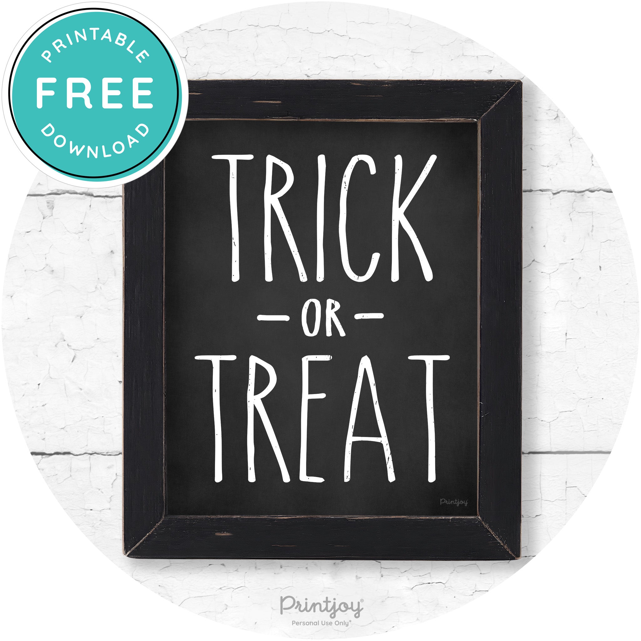 Trick Or Treat Lettering Farmhouse Halloween Wall Art Free Printable - Printjoy
