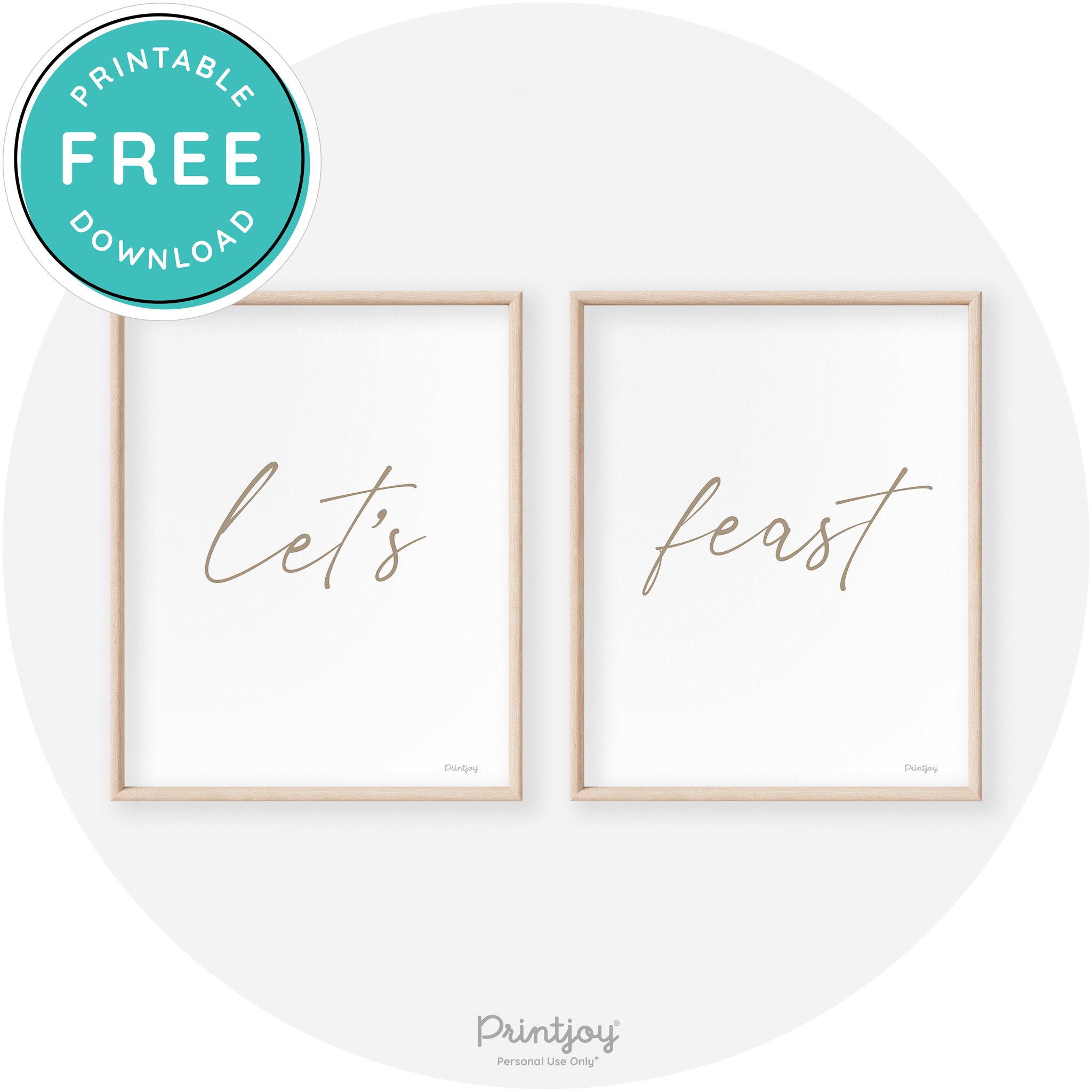 Let's Feast Set Of 2 Thanksgiving Transitional Wall Art Free Printable - Printjoy