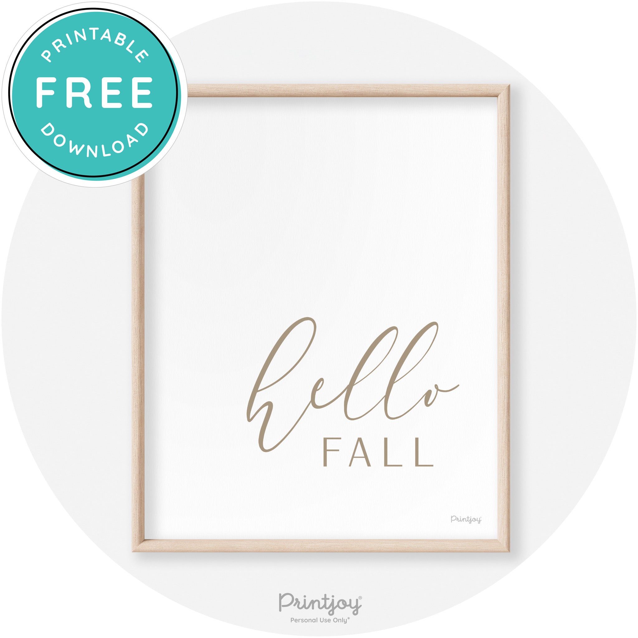 Hello Fall Cursive Modern Transitional Fall Wall Art Decor Free Printable - Printjoy
