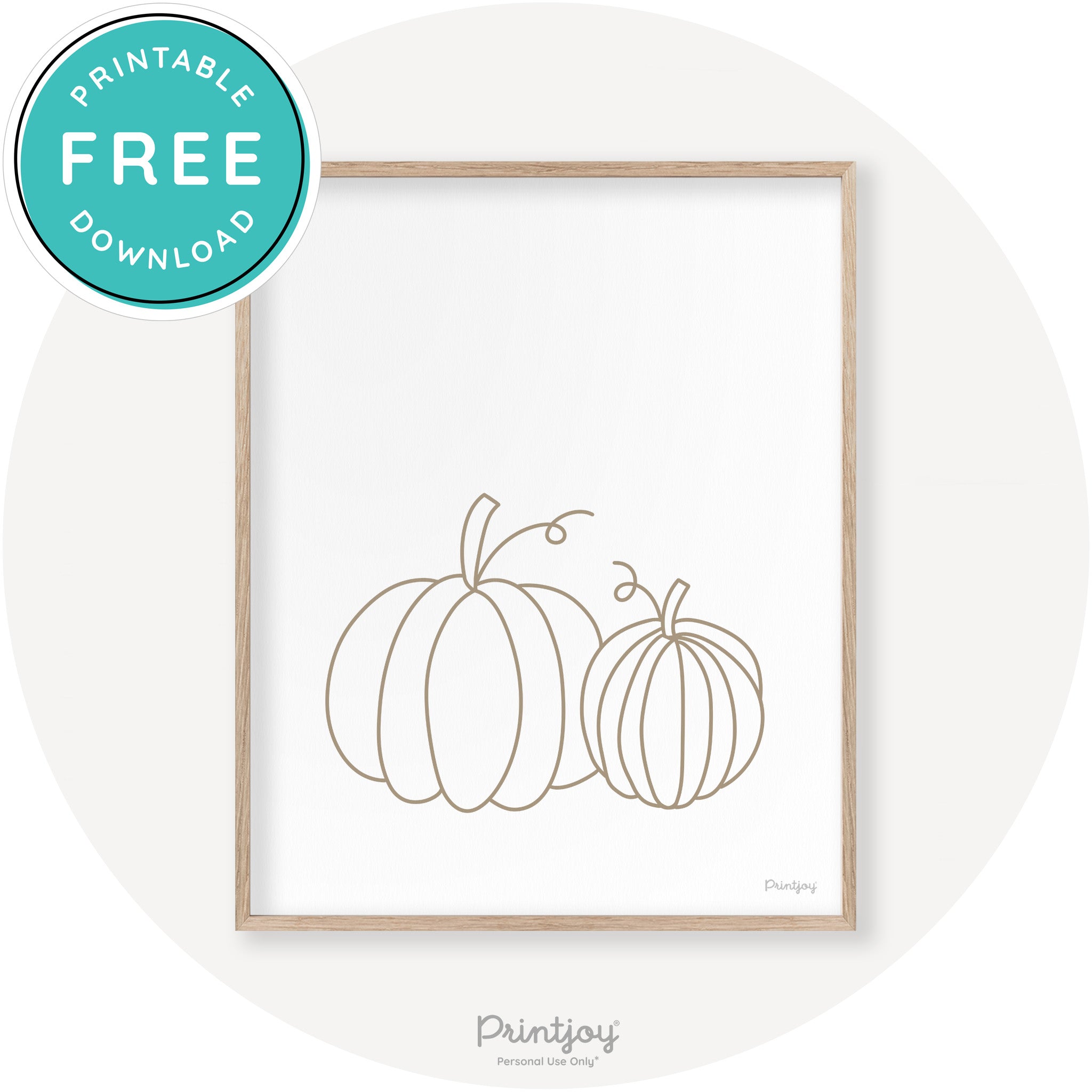 Pumpkin Pair Line Art Cute Fall Modern Chic Wall Art Printable - Printjoy