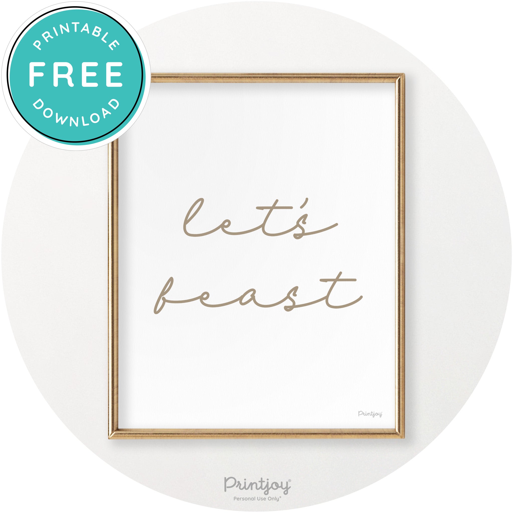 Let's Feast Cute Thanksgiving Modern Chic Wall Art Printable - Printjoy