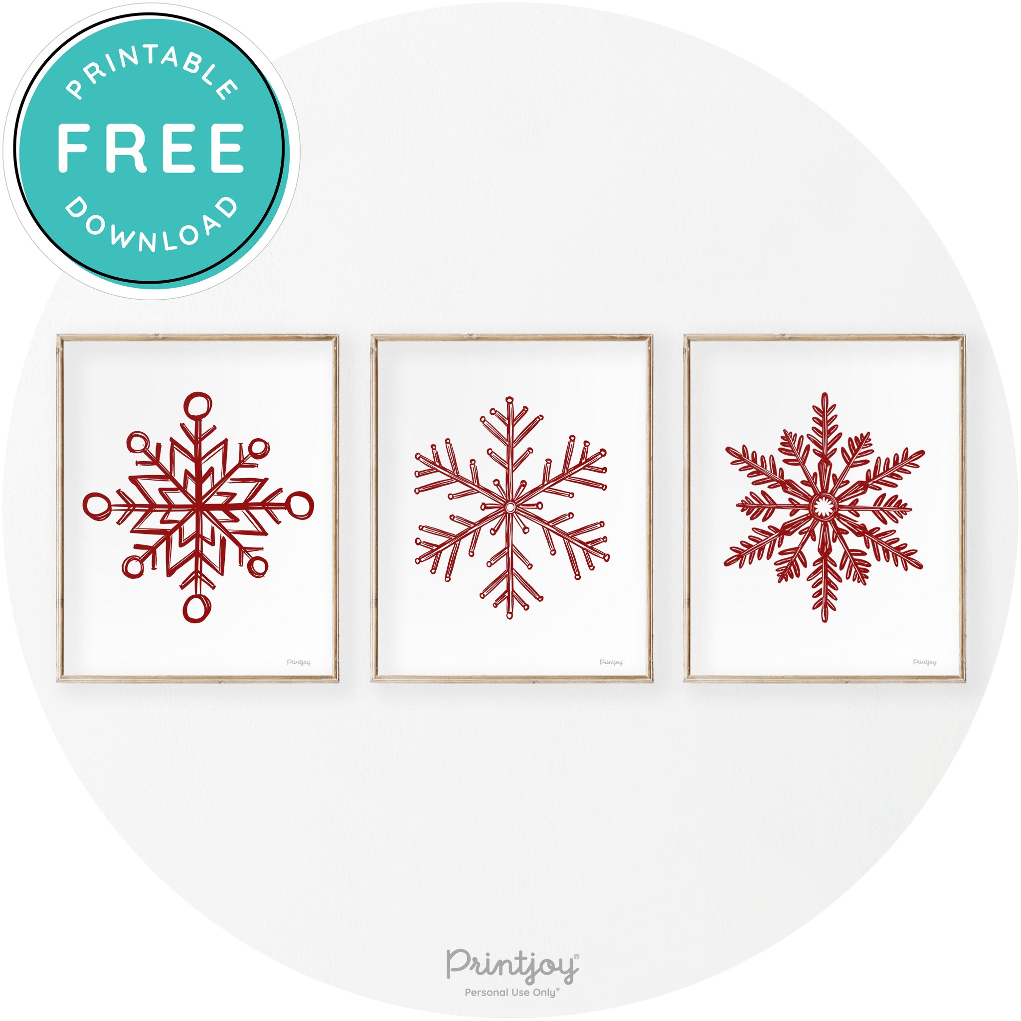 Snowflakes Set Of 3 Christmas Transitional Wall Art Decor Free Printable