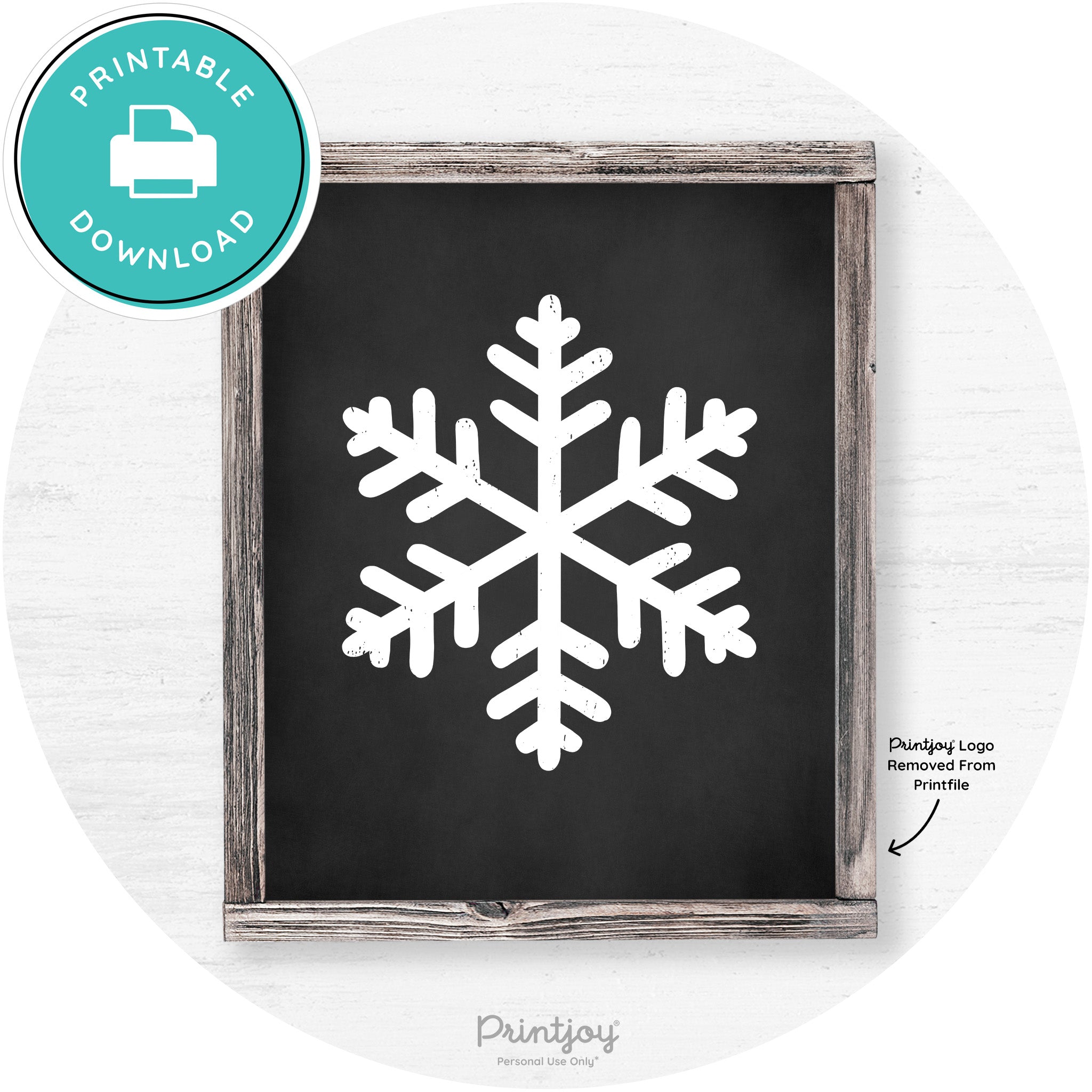 Snowflake Silhouette Winter Farmhouse Wall Art Decor Free Printable - Printjoy