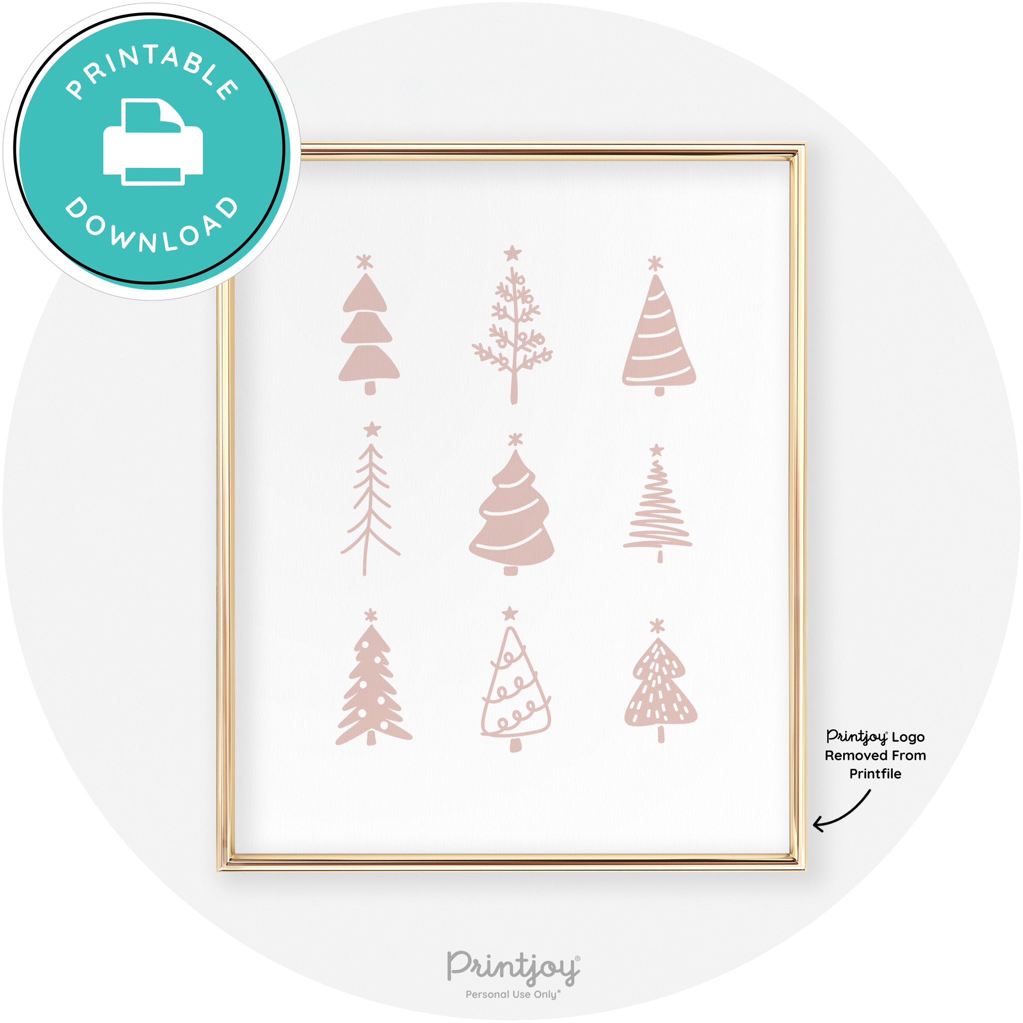 Christmas Trees Cute Modern Chic Wall Art Decor Free Printable - Printjoy