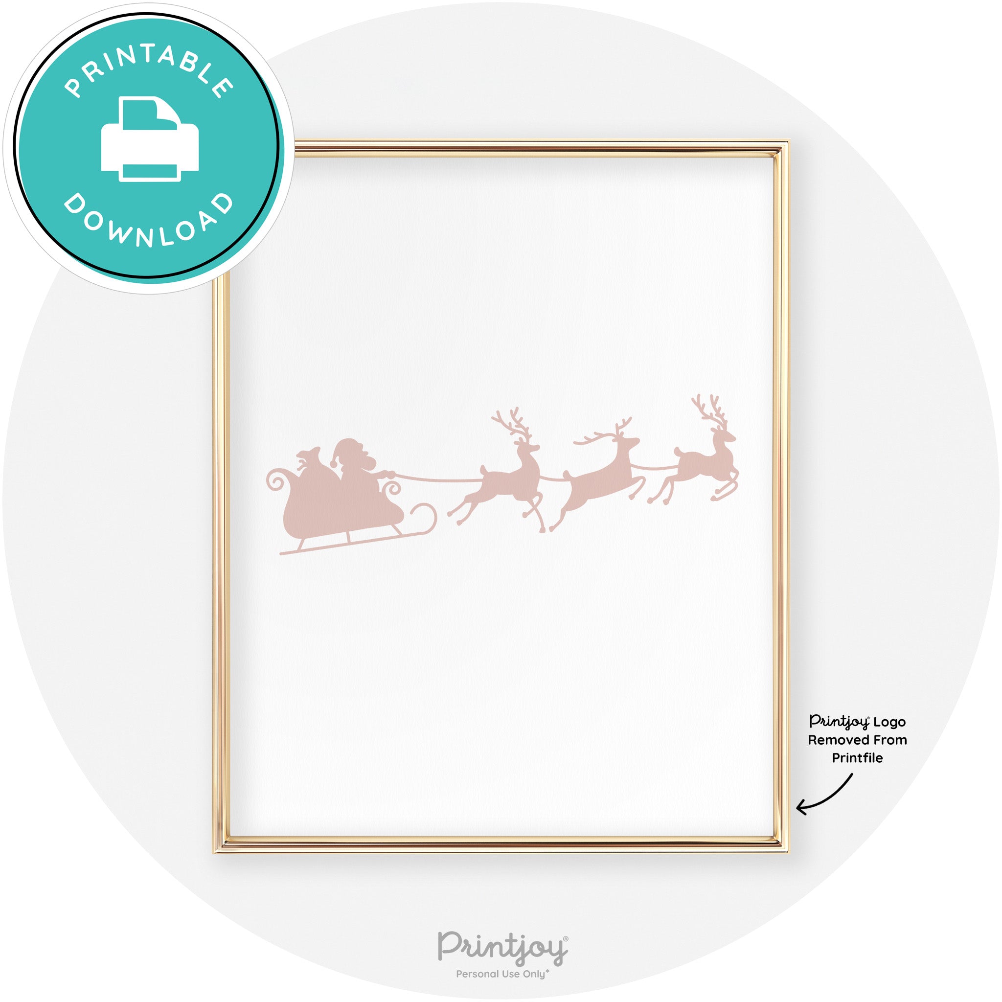 Santa Sleigh Reindeer Silhouette Cute Chic Wall Art Free Printable - Printjoy