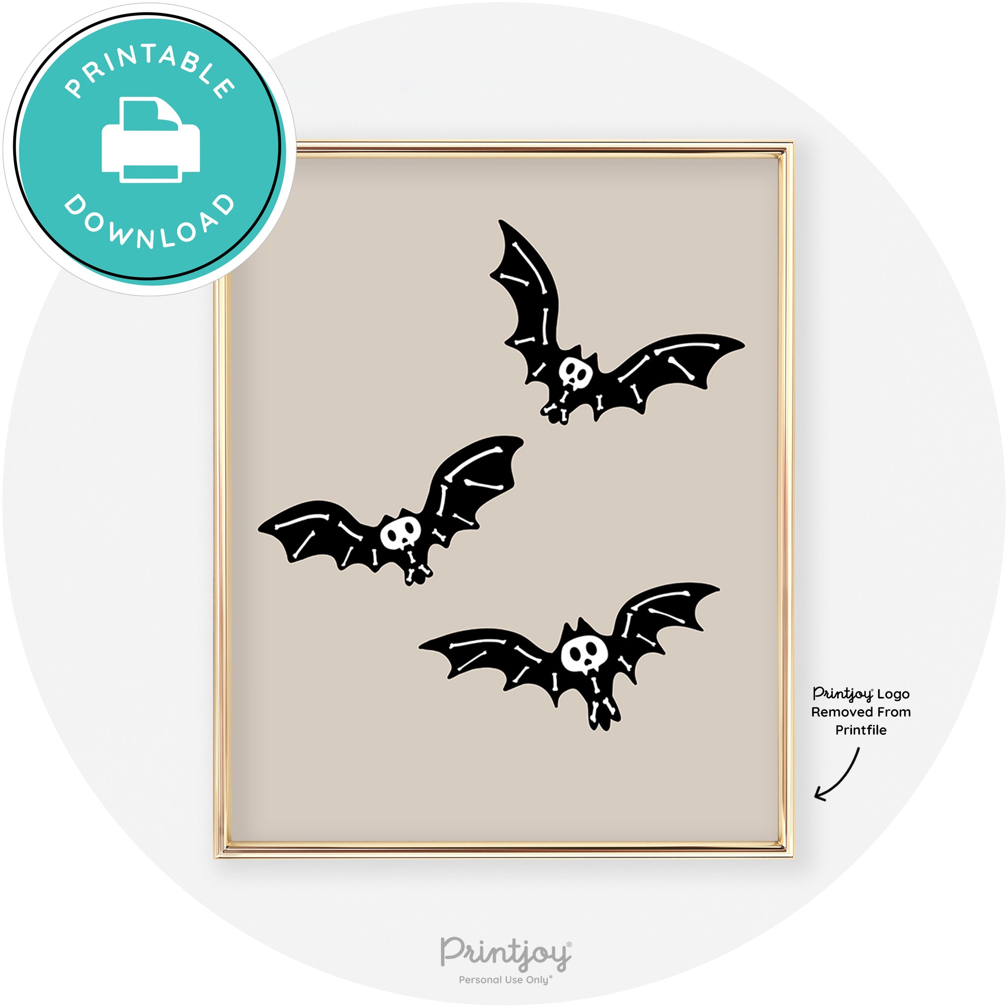 Skeleton Bats Spooky Fun Cute Chic Halloween Wall Art Free Printable - Printjoy