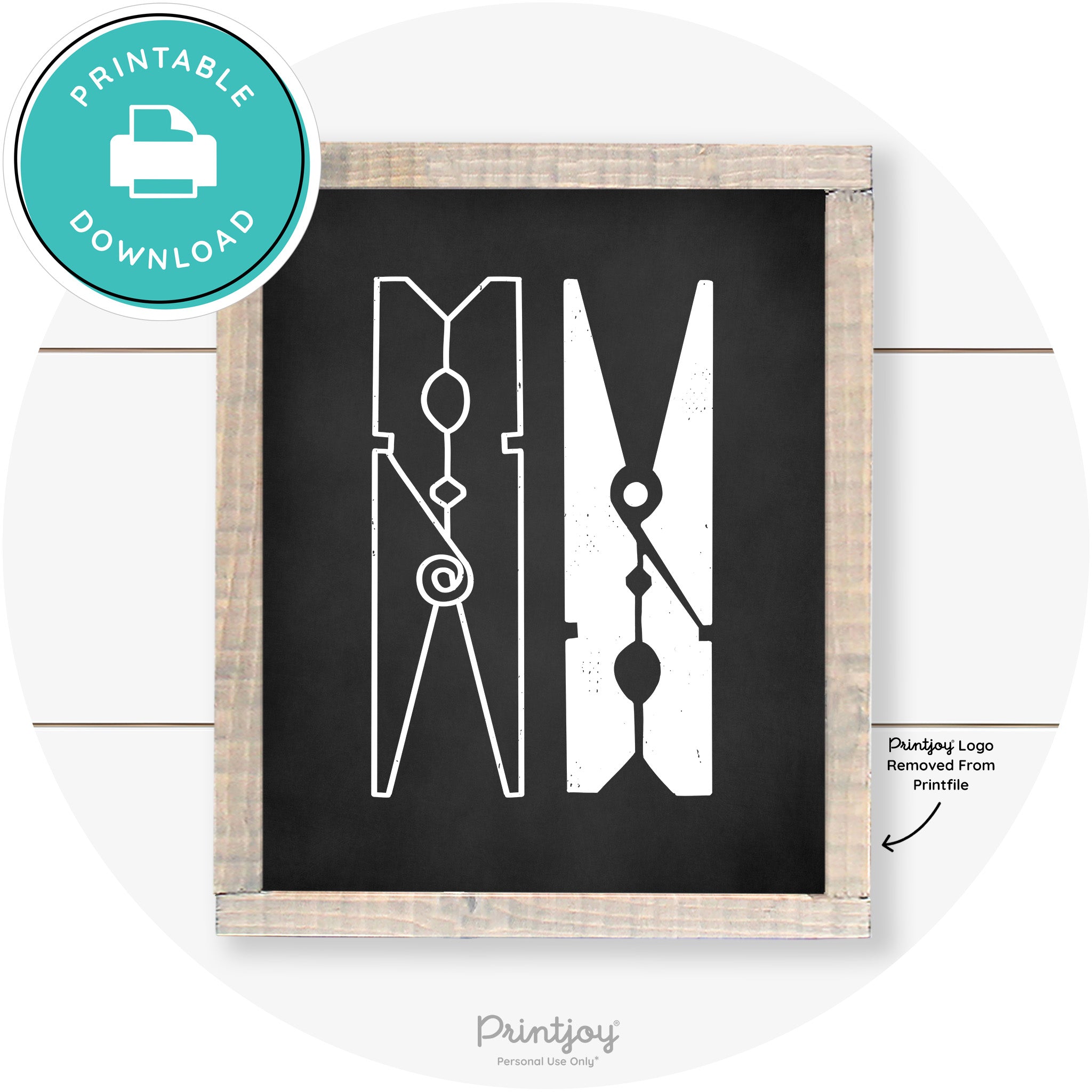 Clothespins Cute Laundry Room Farmhouse Wall Art Free Printable - Printjoy