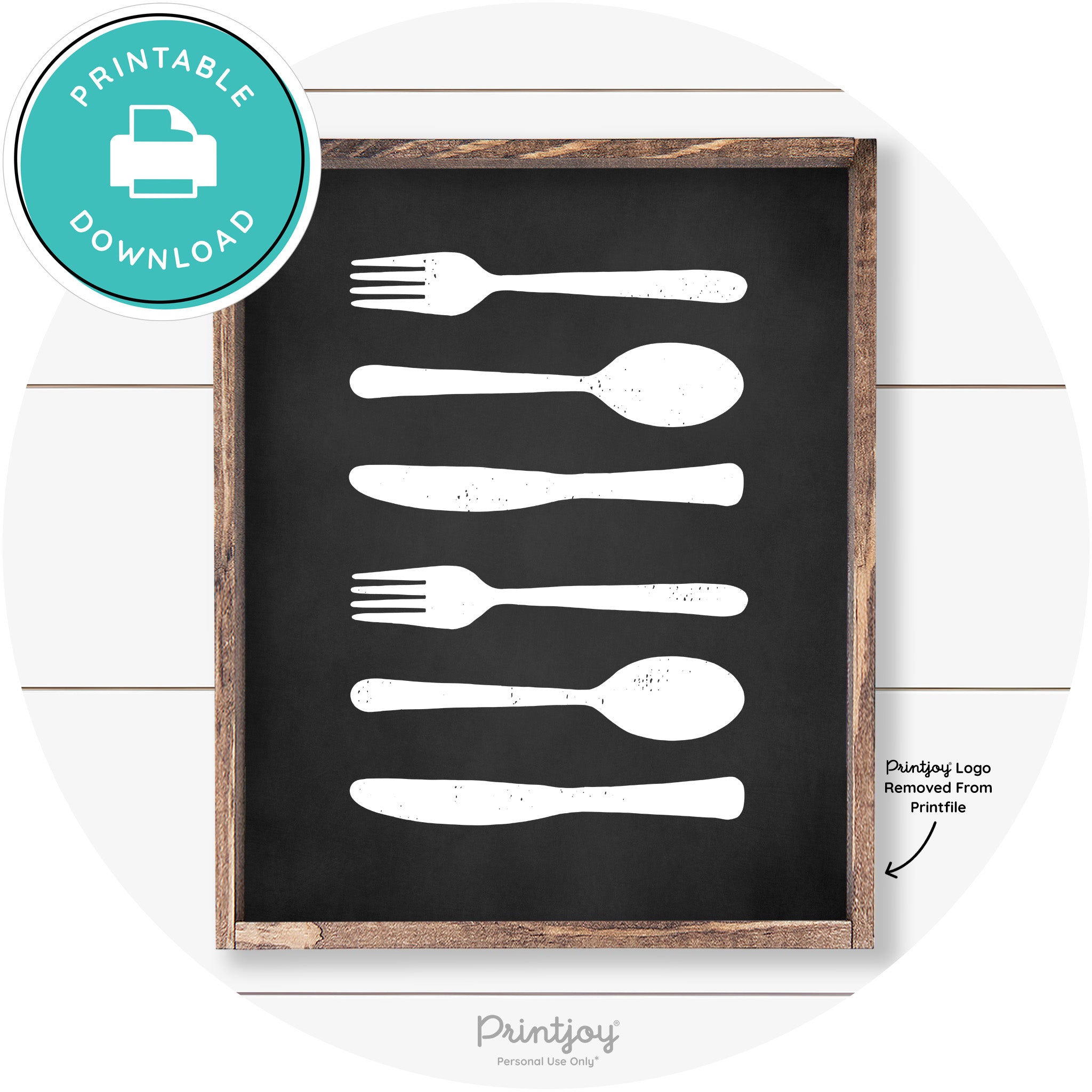 Fork Spoon Knife Pattern Farmhouse Kitchen Wall Art Free Printable