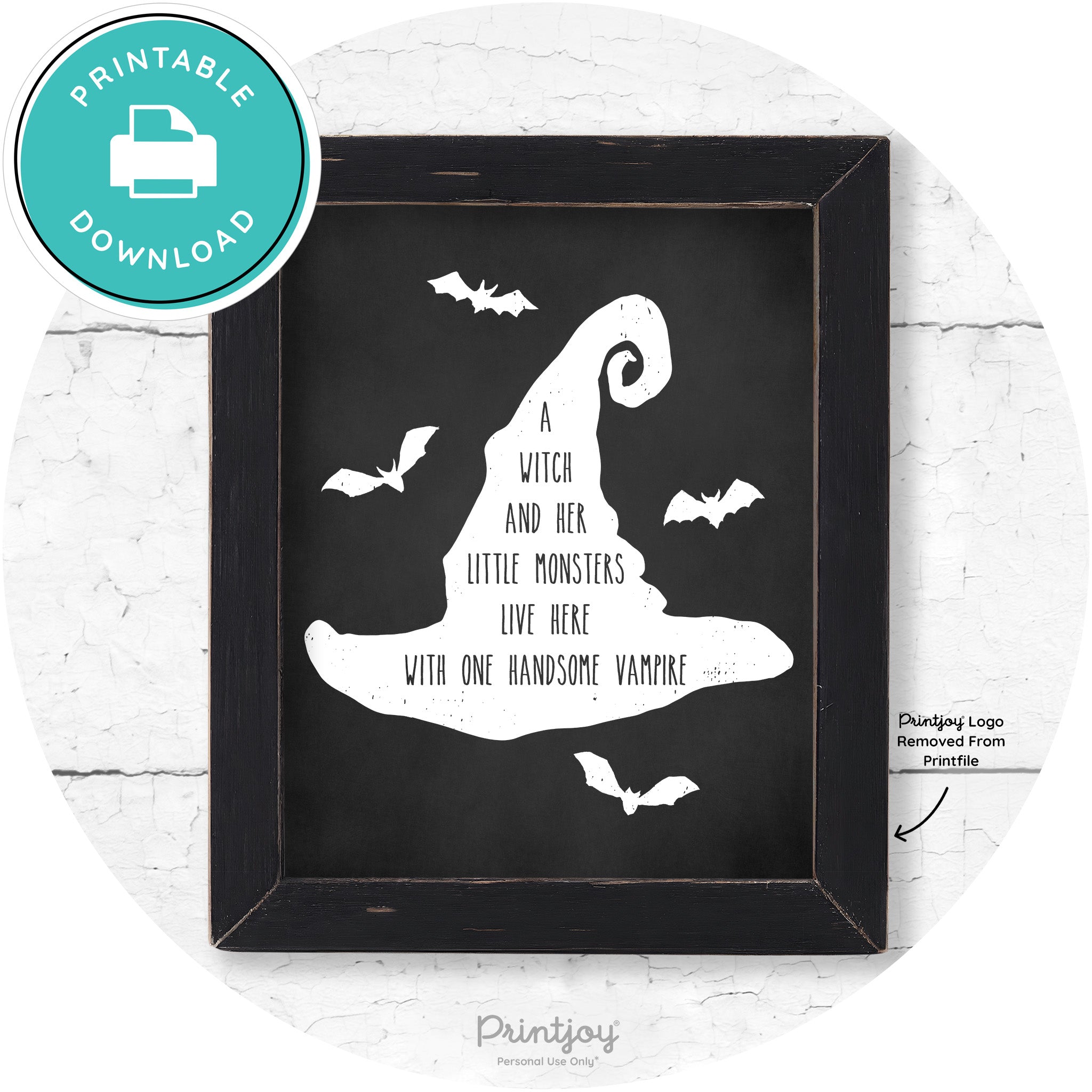 Fun Halloween Family Farmhouse Witch Hat Wall Art Free Printable - Printjoy