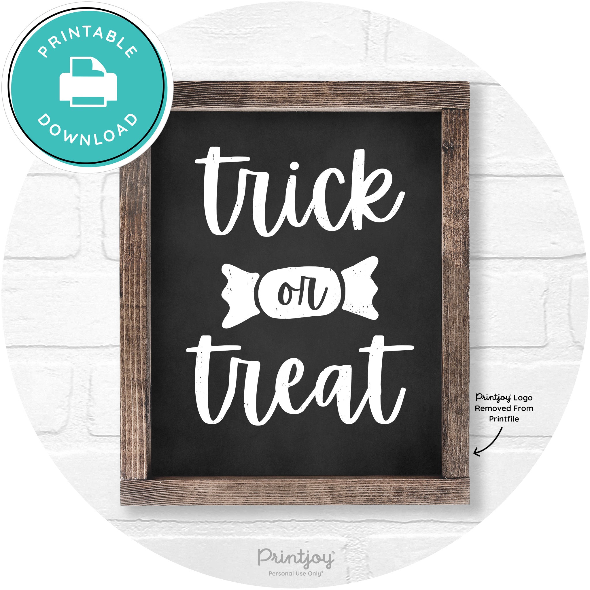 Trick Or Treat Halloween Rustic Farmhouse Wall Art Free Printable - Printjoy