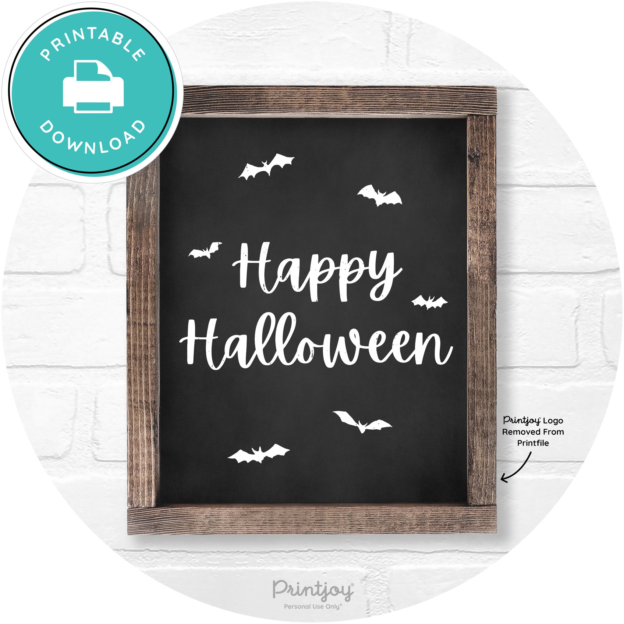 Happy Halloween Bats Rustic Farmhouse Wall Art Free Printable - Printjoy
