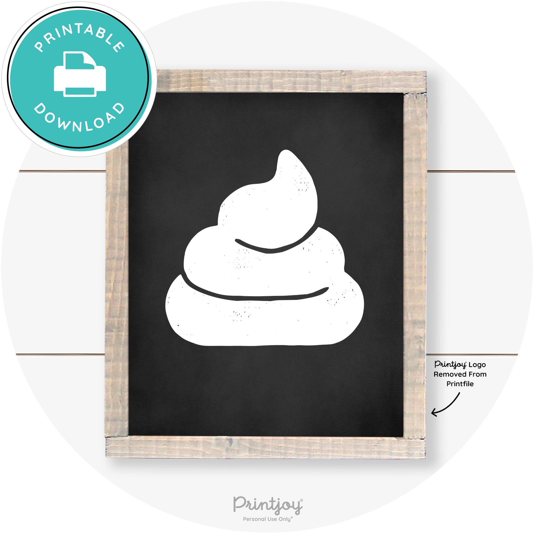 Poop Emoji Silhouette Funny Bathroom Sign Wall Art Free Printable - Printjoy