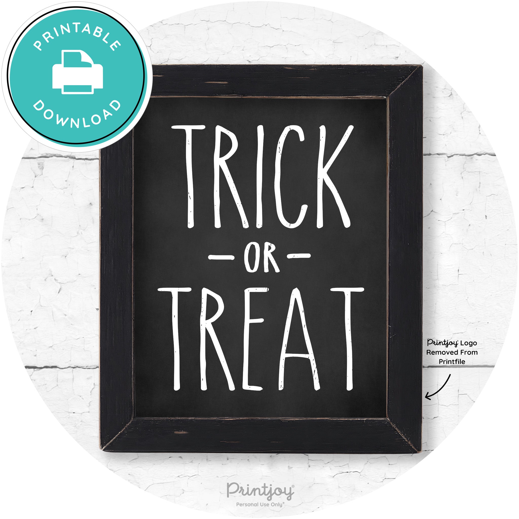 Trick Or Treat Lettering Farmhouse Halloween Wall Art Free Printable - Printjoy