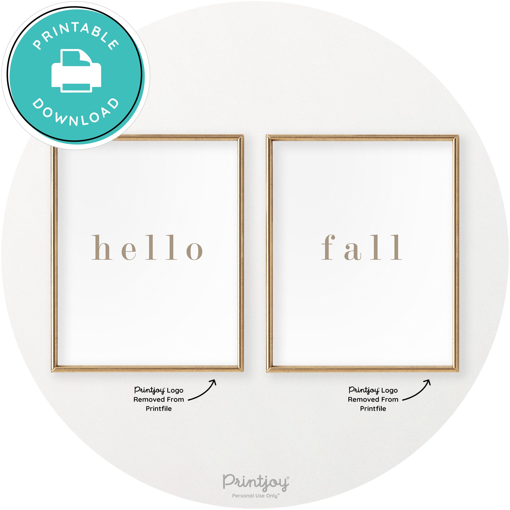Hello Fall Set Of 2 Simple Modern Chic Wall Art Decor Free Printable - Printjoy