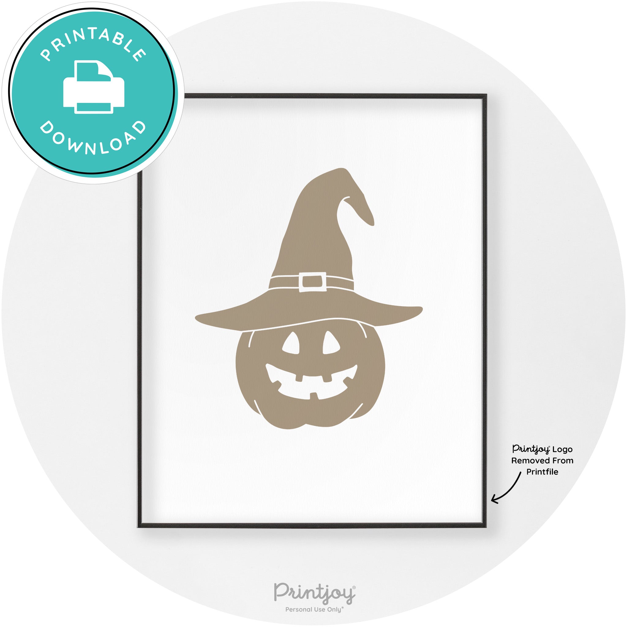 Halloween Cute Witch Jack O Lantern Chic Wall Art Printable - Printjoy