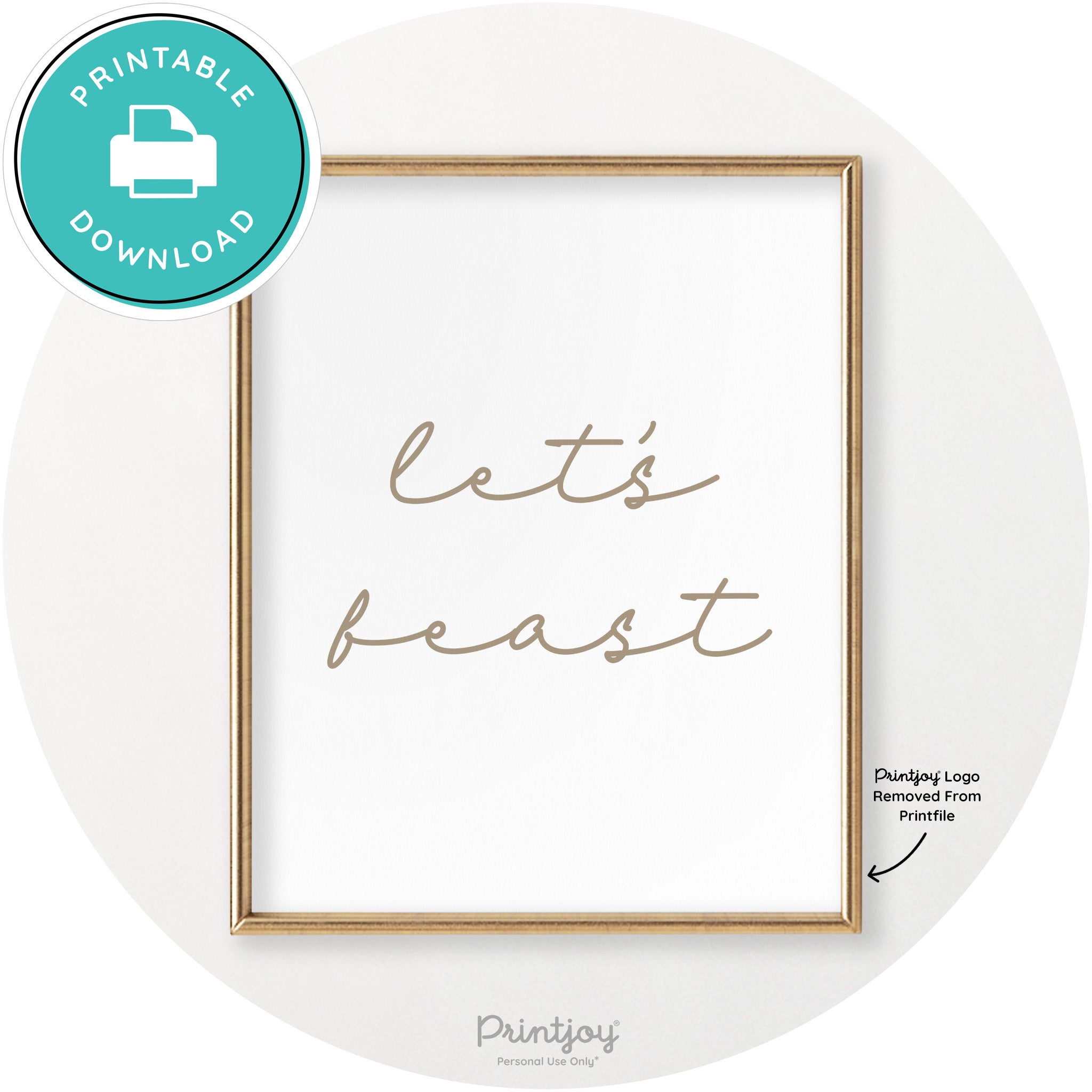 Let's Feast Cute Thanksgiving Modern Chic Wall Art Printable - Printjoy