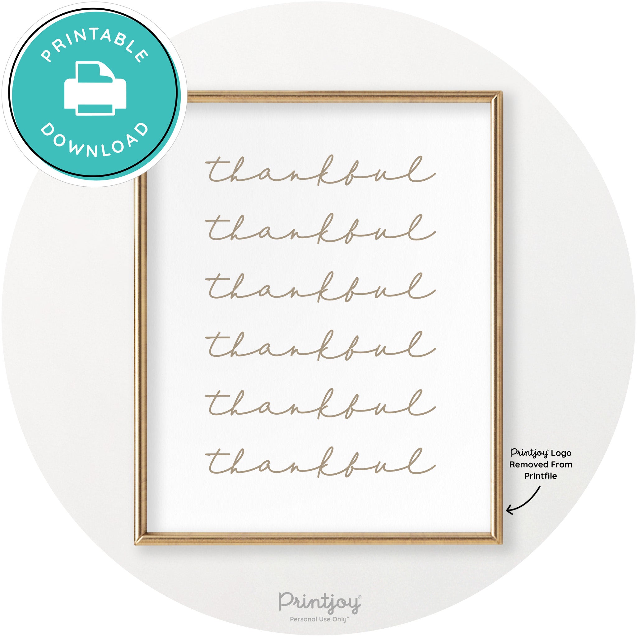 Thankful Pattern Cute Thanksgiving Modern Chic Wall Art Printable - Printjoy