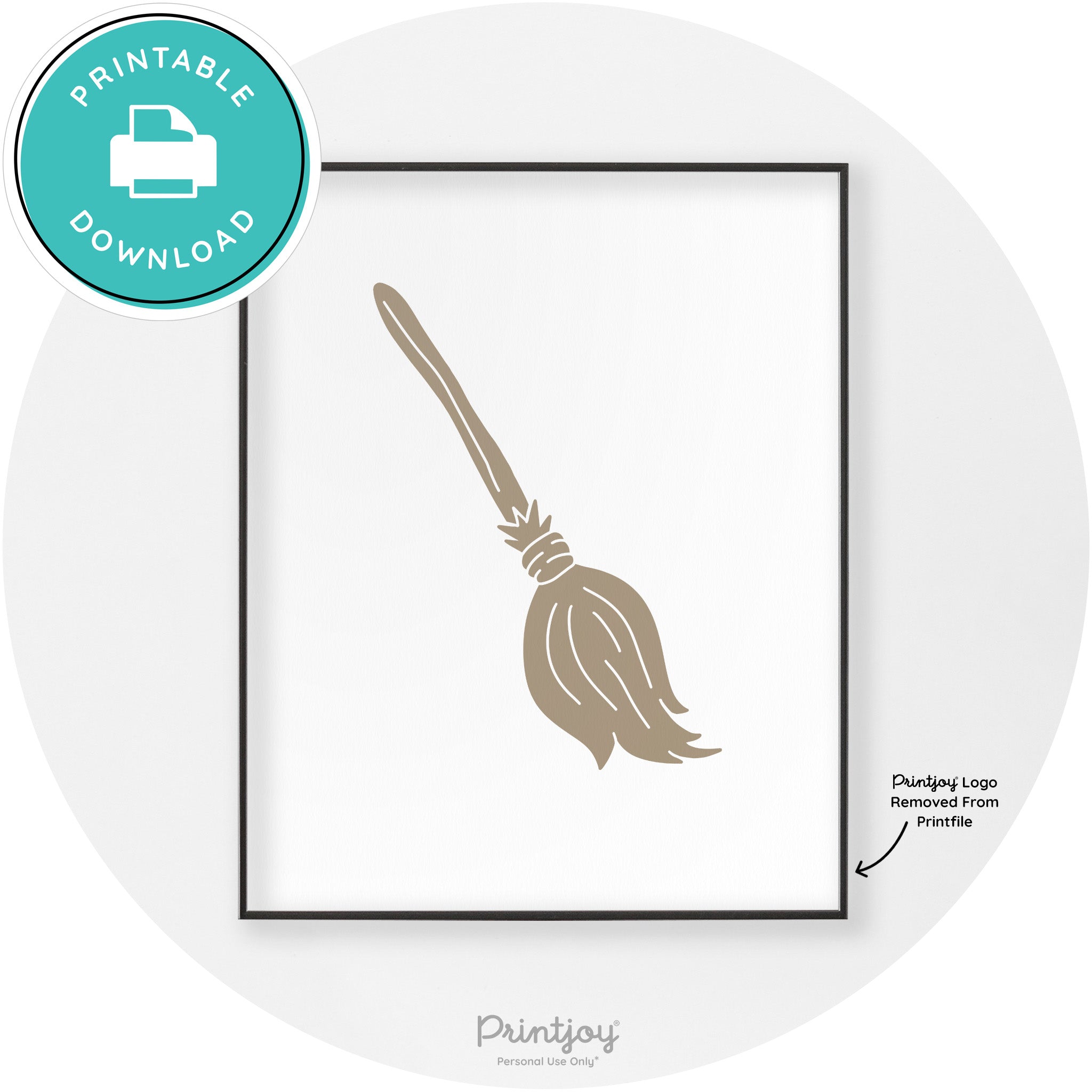 Witches Broom Halloween Cute Modern Chic Wall Art Free Printable - Printjoy