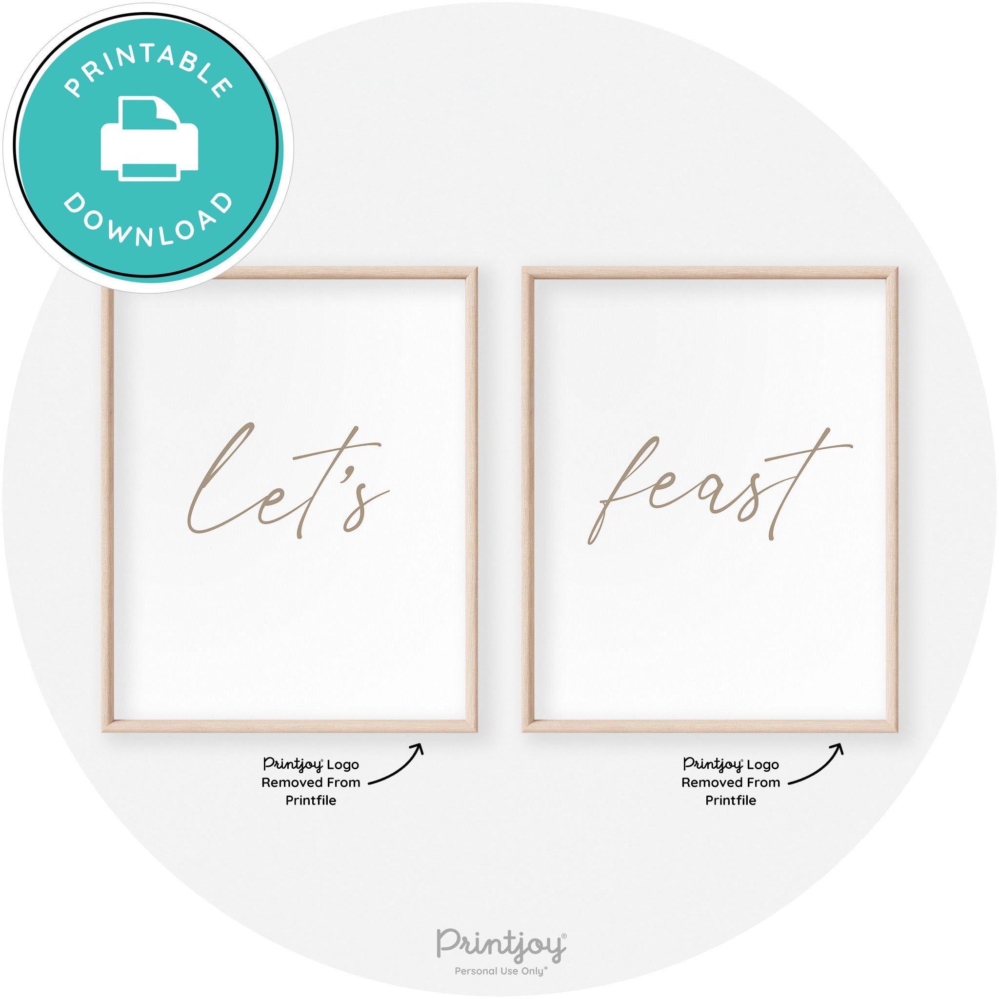 Let's Feast Set Of 2 Thanksgiving Transitional Wall Art Free Printable - Printjoy