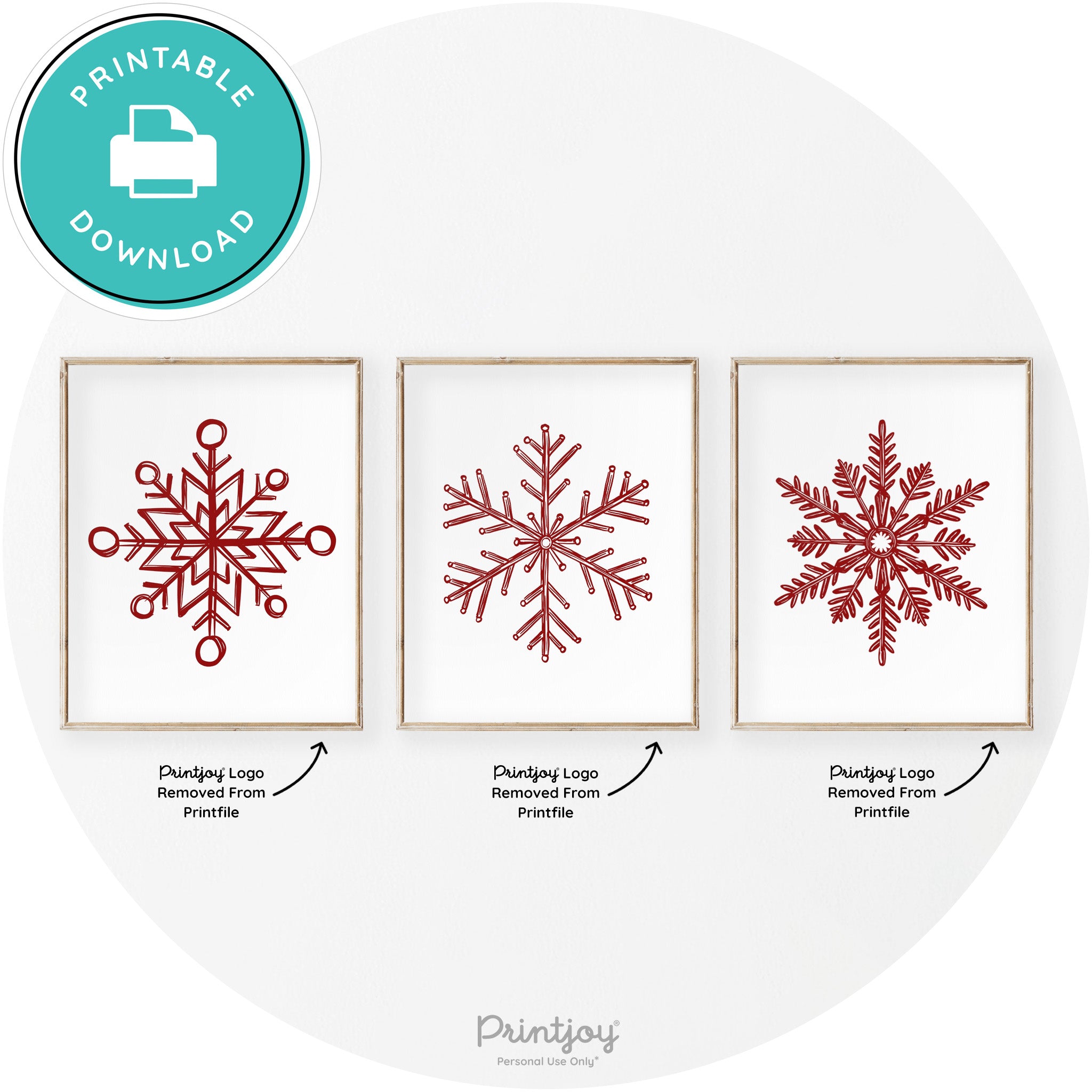 Snowflakes Set Of 3 Christmas Transitional Wall Art Decor Free Printable