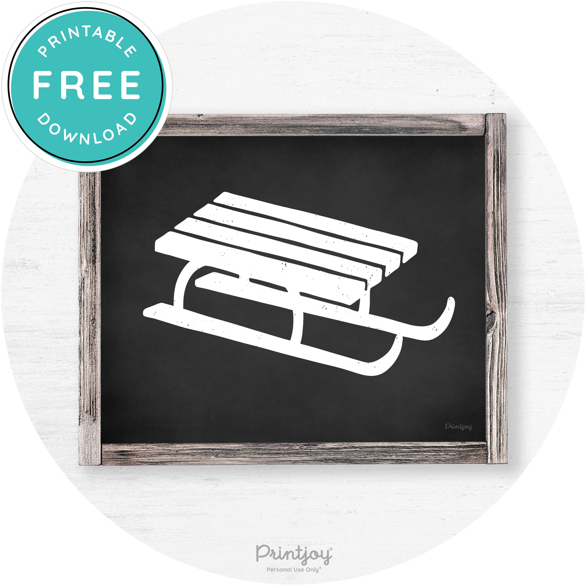 Winter Old Fashioned Sled Rustic Farmhouse Wall Art Free Printable - Printjoy