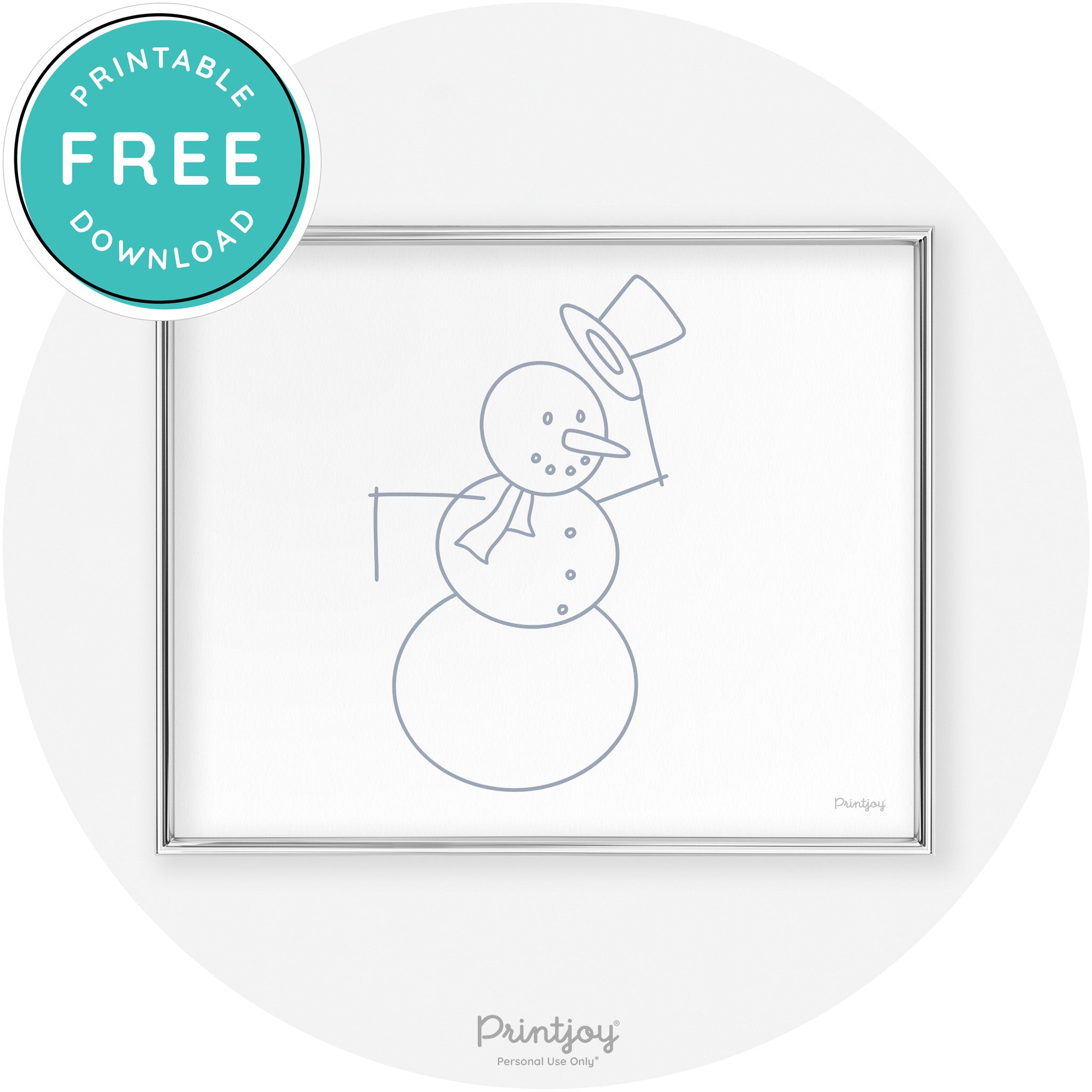 Snowman Line Art Cute Winter Modern Chic Wall Art Free Printable - Printjoy