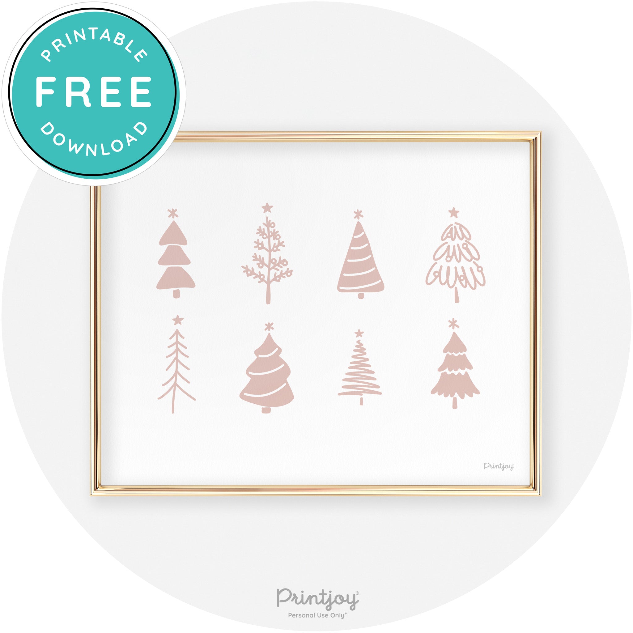 Christmas Trees Cute Modern Chic Wall Art Decor Free Printable - Printjoy