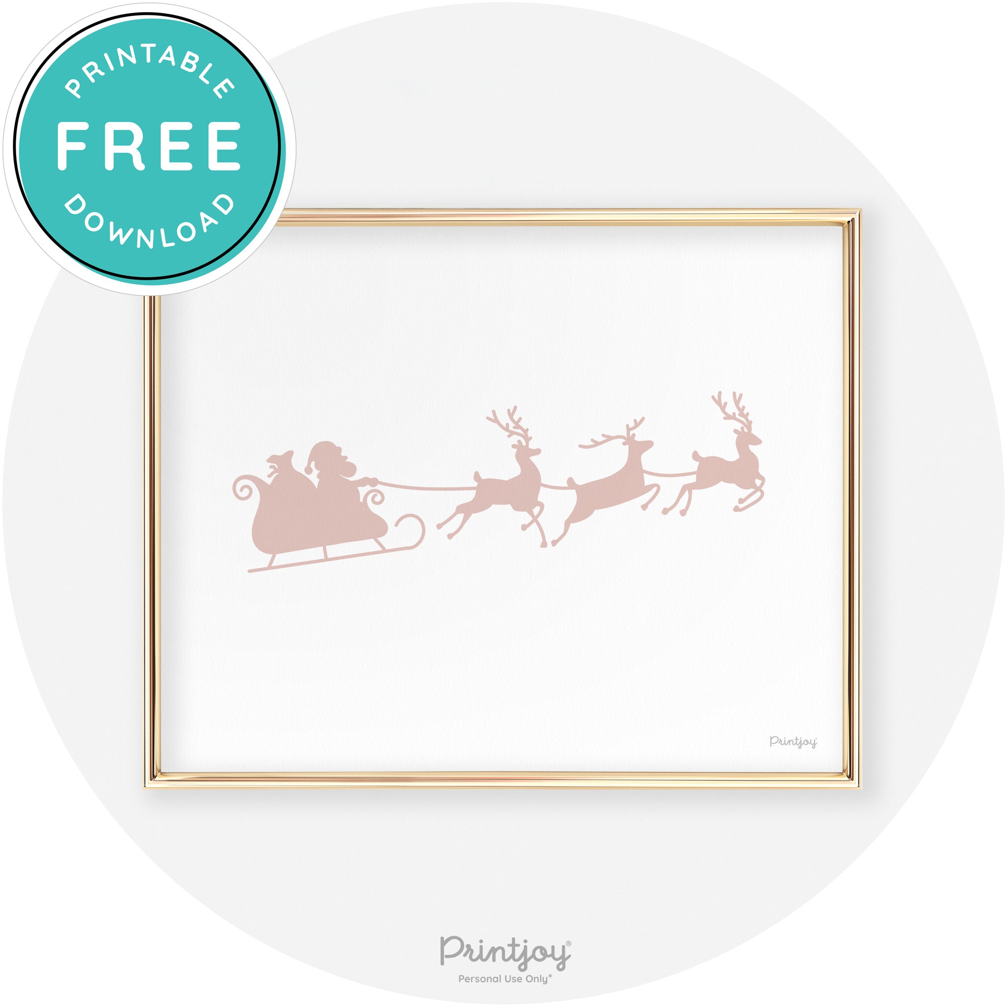 Santa Sleigh Reindeer Silhouette Cute Chic Wall Art Free Printable - Printjoy