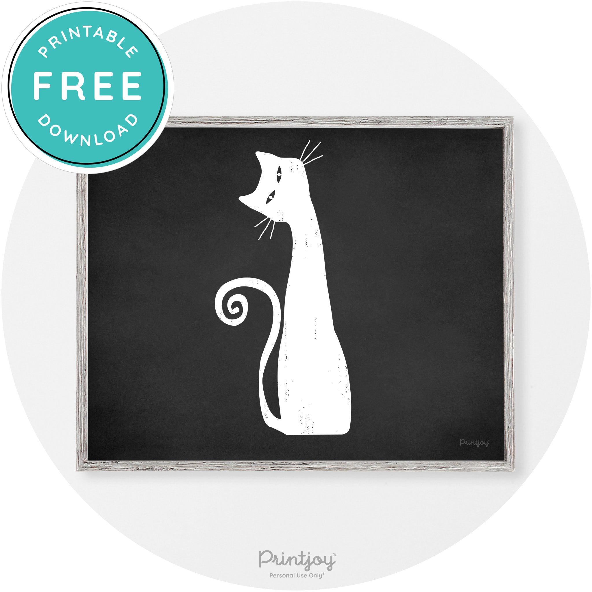 Creepy Skinny Cat Modern Vintage Halloween Wall Art Free Printable - Printjoy