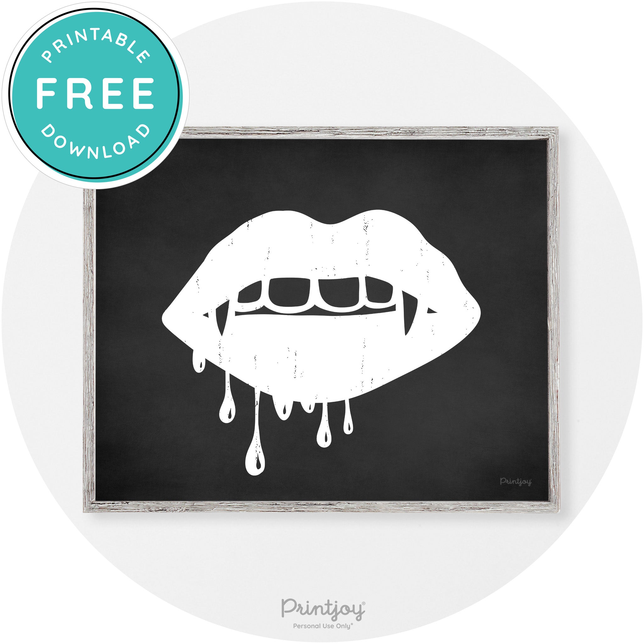 Dracula Fangs Teeth Modern Vintage Halloween Wall Art Free Printable - Printjoy