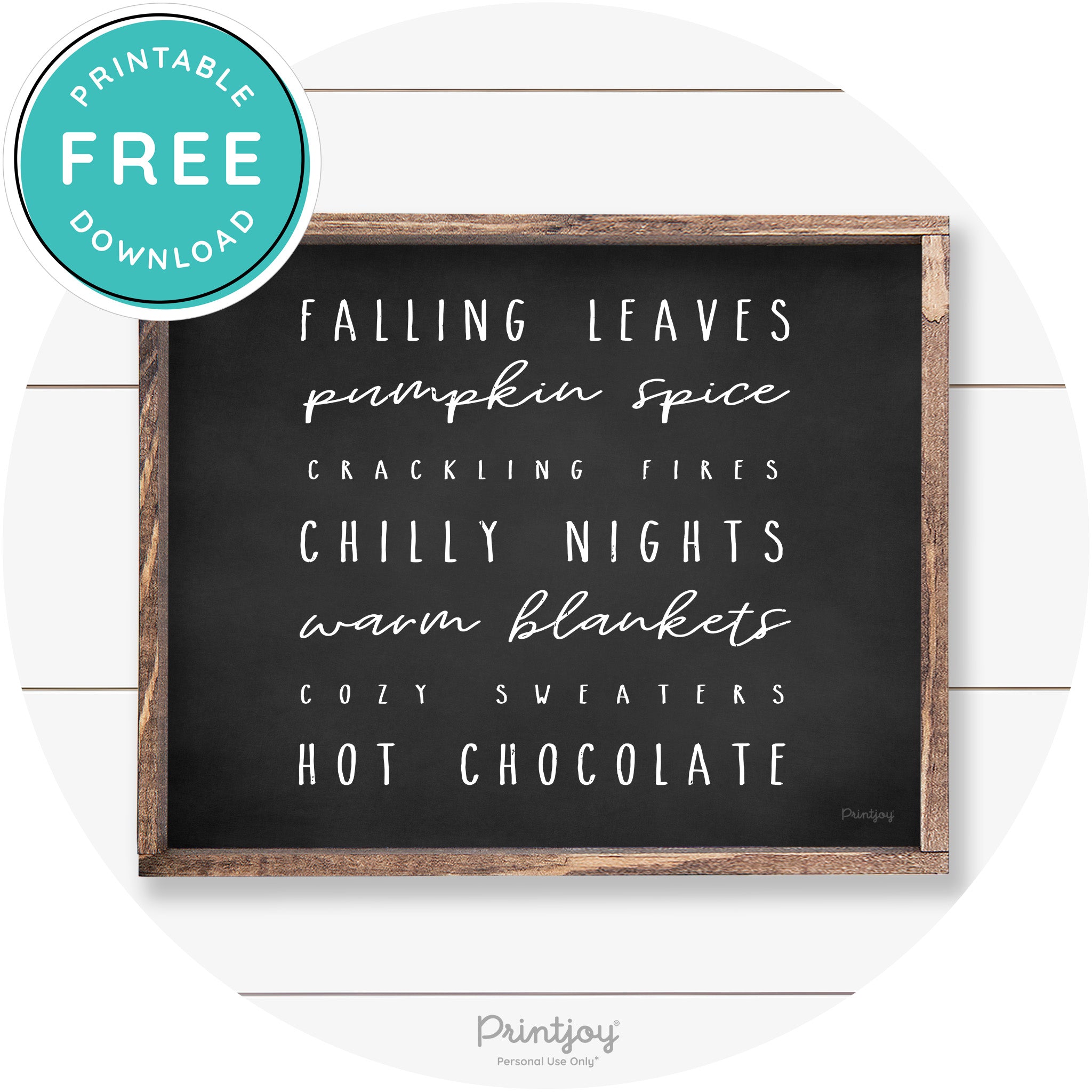 Fall Favorite Things Cute Farmhouse Autumn Wall Art Free Printable - Printjoy