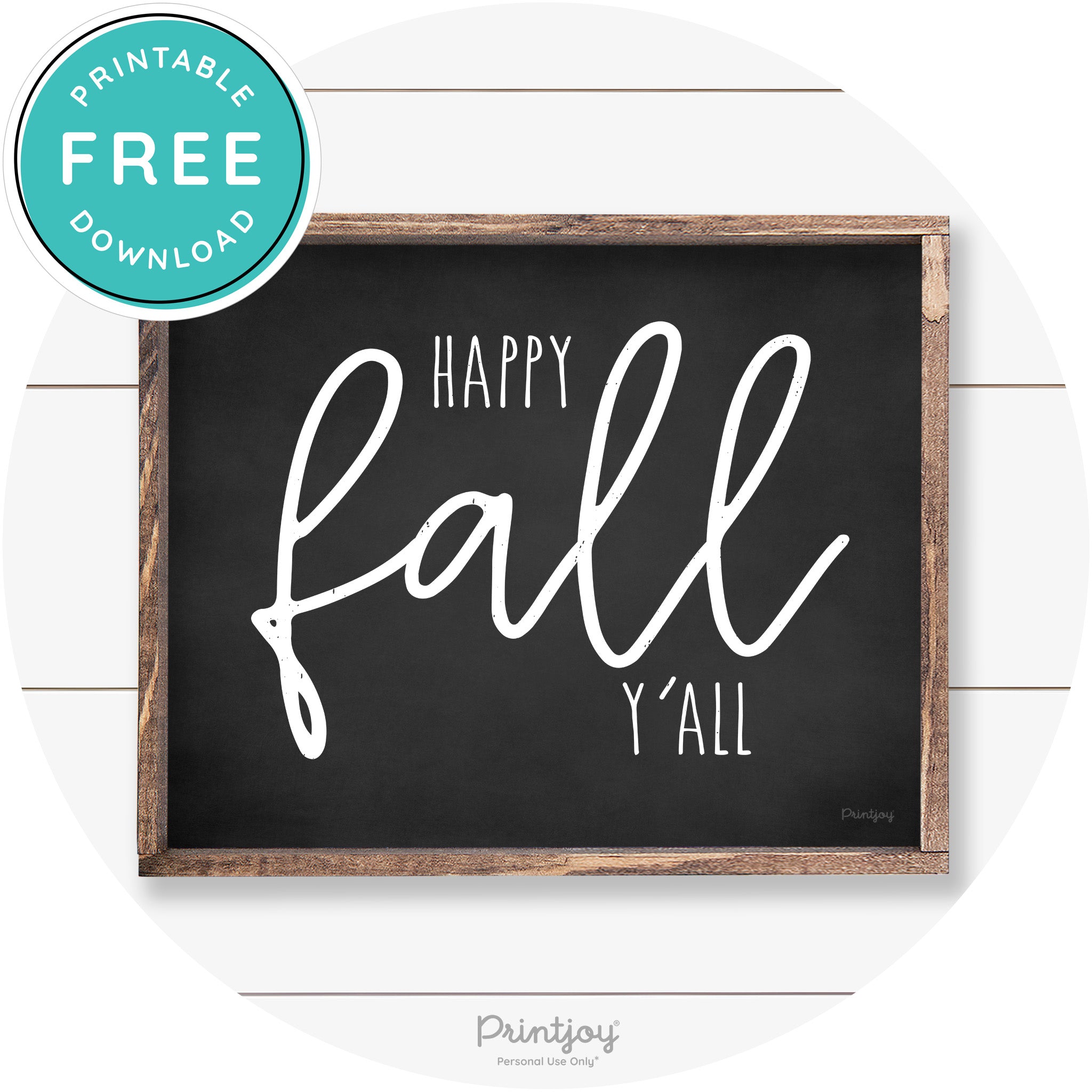 Happy Fall Y'all Cute Farmhouse Autumn Wall Art Decor Free Printable - Printjoy