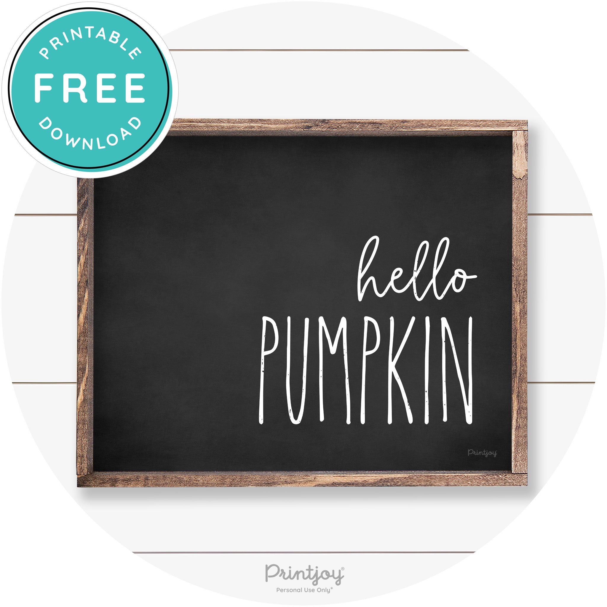 Hello Pumpkin Cute Fun Simple Farmhouse Wall Art Free Printable - Printjoy